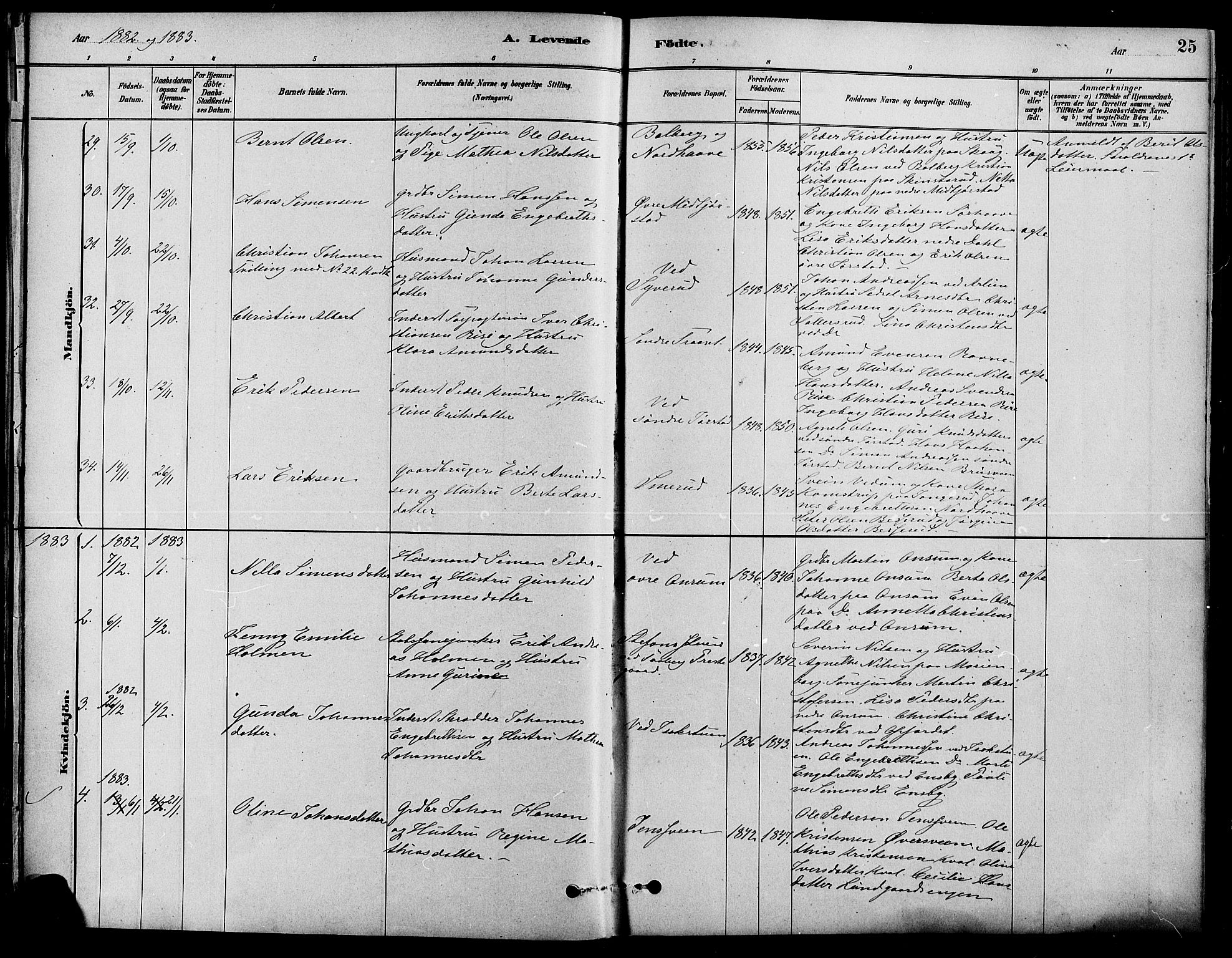 Fåberg prestekontor, SAH/PREST-086/H/Ha/Haa/L0008: Parish register (official) no. 8, 1879-1898, p. 25