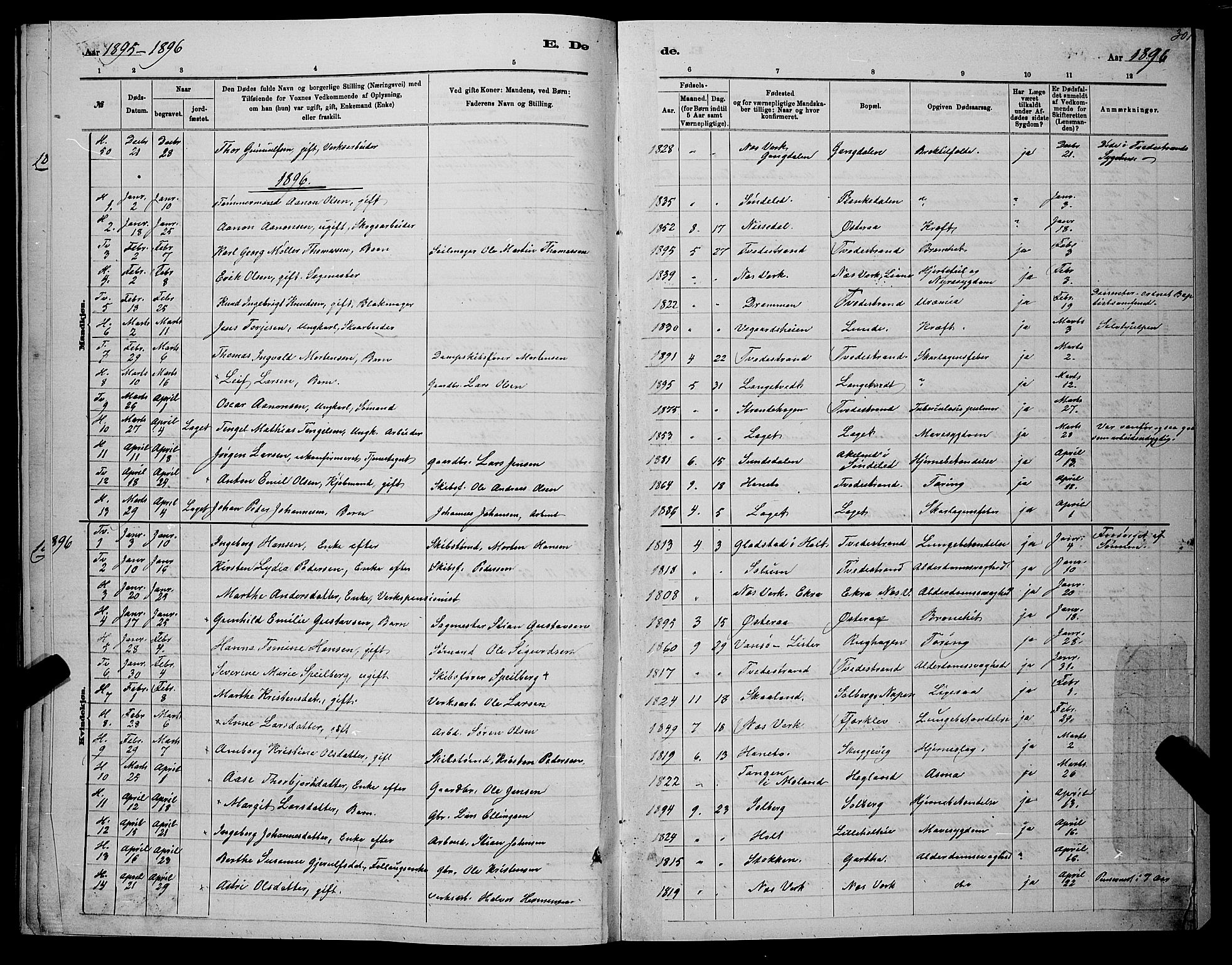 Holt sokneprestkontor, AV/SAK-1111-0021/F/Fb/L0010: Parish register (copy) no. B 10, 1883-1896, p. 301