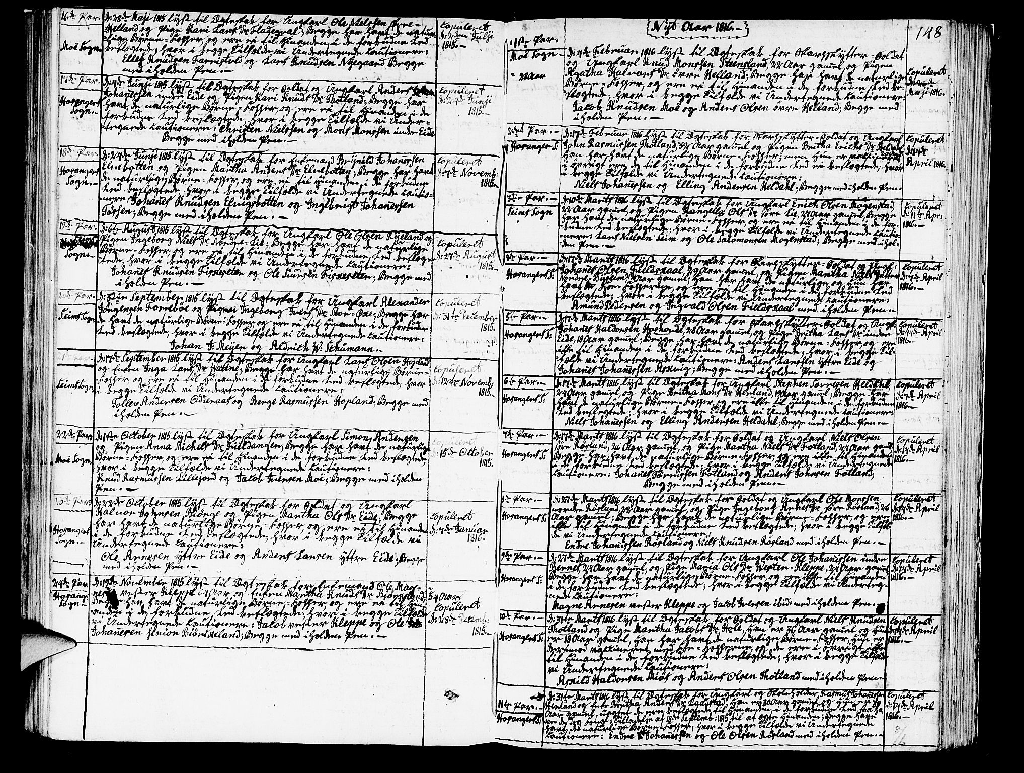 Hosanger sokneprestembete, AV/SAB-A-75801/H/Haa: Parish register (official) no. A 4, 1811-1821, p. 148