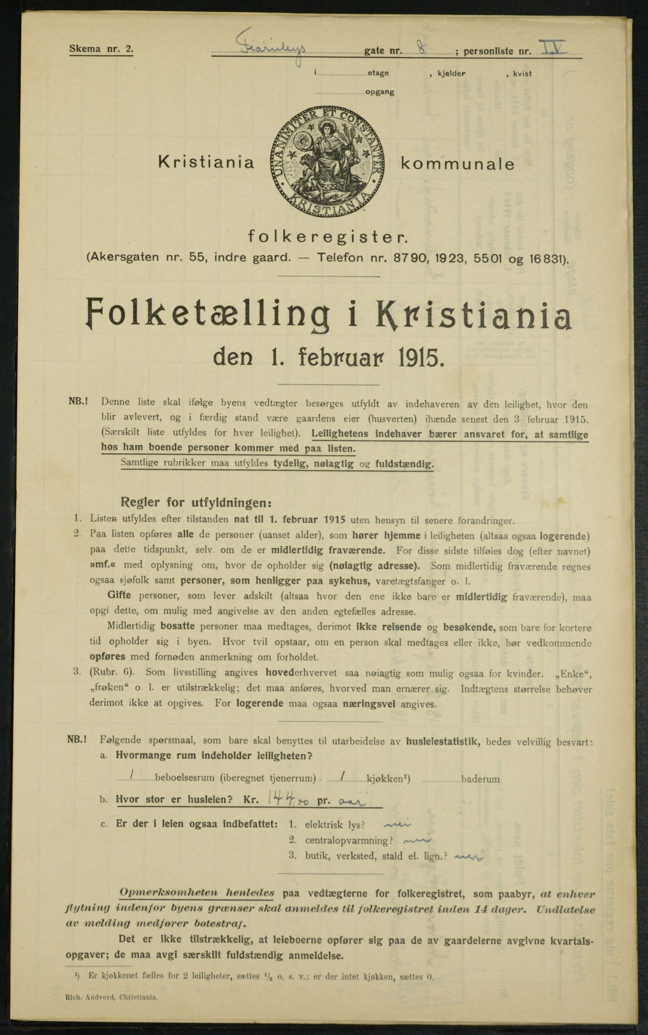 OBA, Municipal Census 1915 for Kristiania, 1915, p. 23525