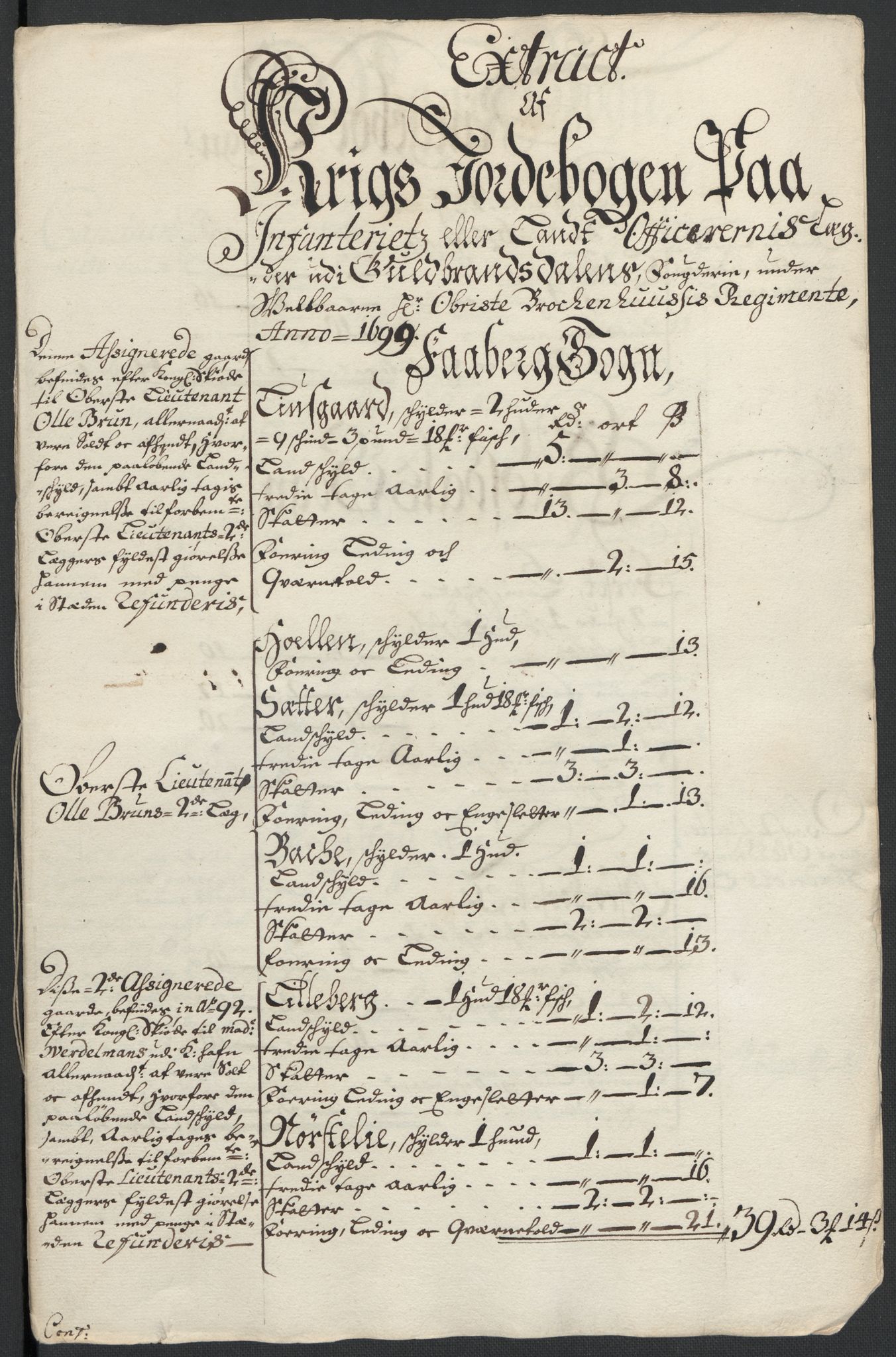 Rentekammeret inntil 1814, Reviderte regnskaper, Fogderegnskap, AV/RA-EA-4092/R17/L1172: Fogderegnskap Gudbrandsdal, 1699, p. 179