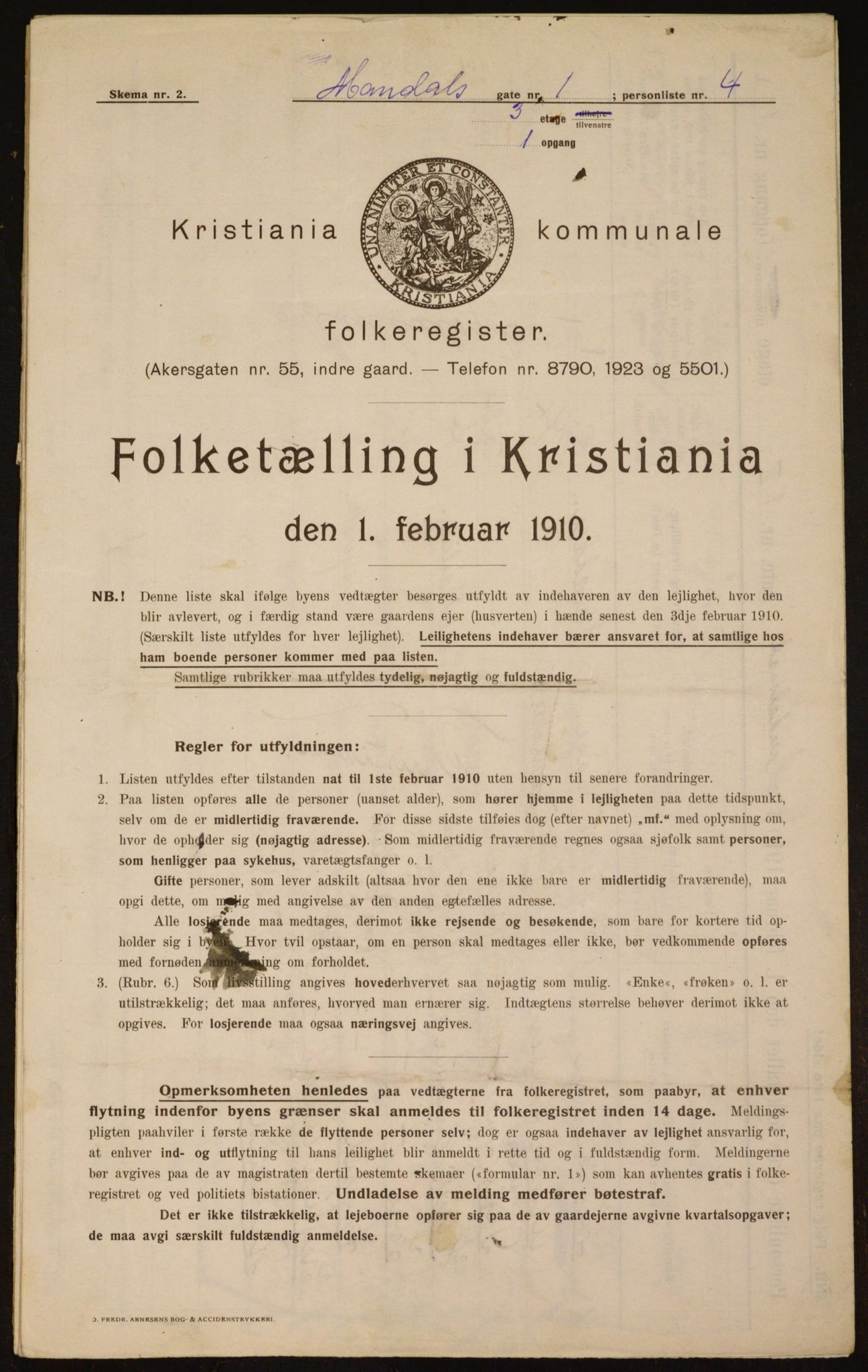 OBA, Municipal Census 1910 for Kristiania, 1910, p. 58091