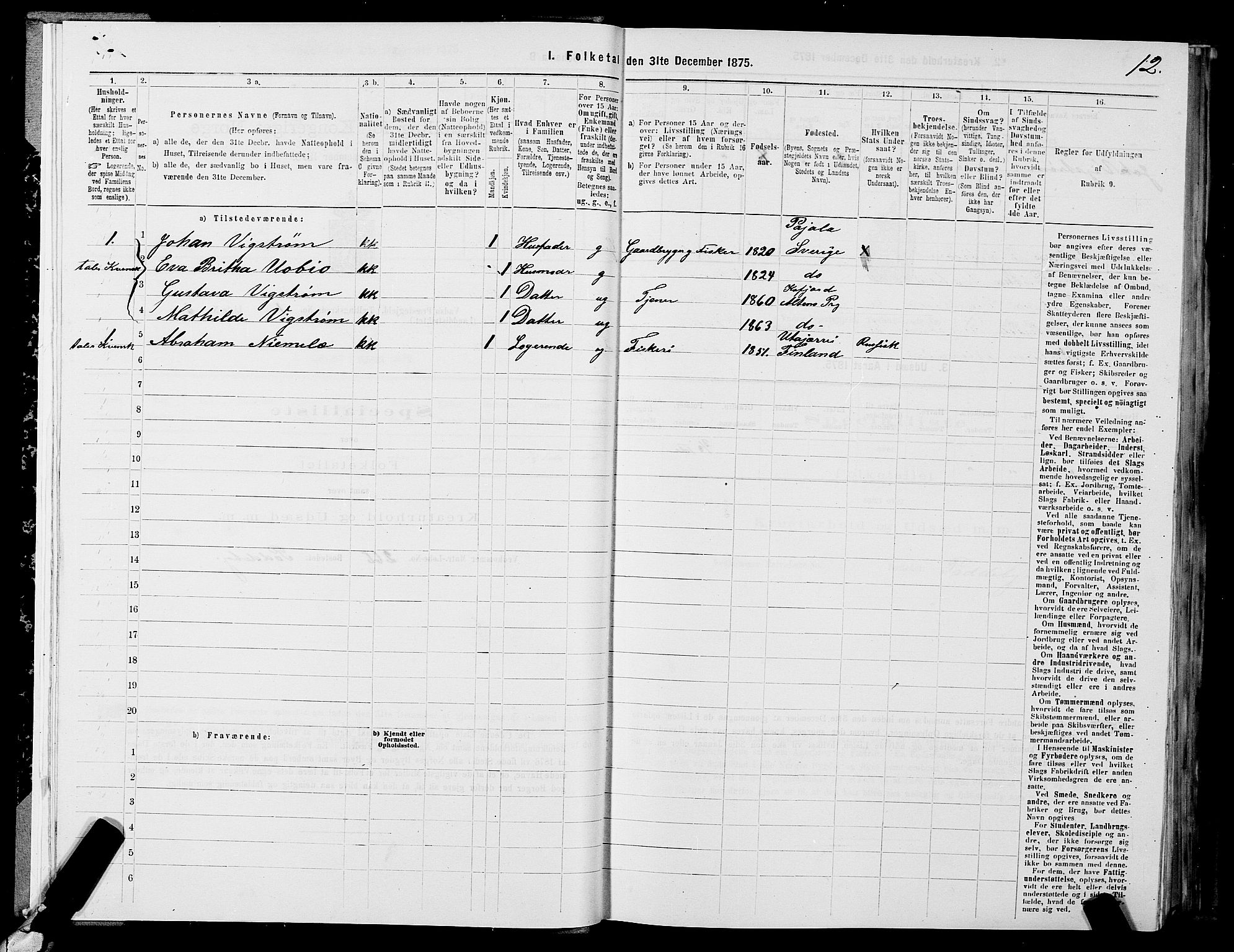 SATØ, 1875 census for 2029L Vadsø/Vadsø, 1875, p. 1012