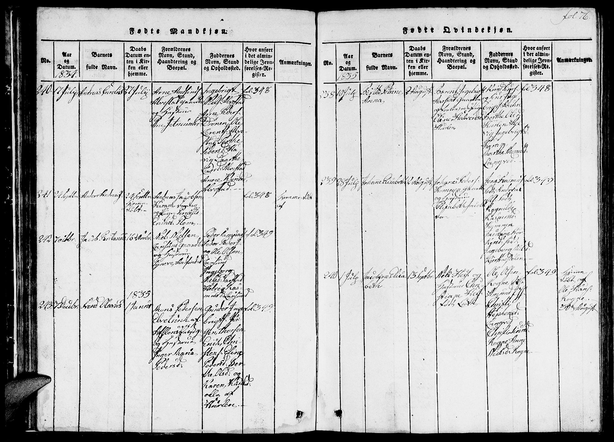 Ministerialprotokoller, klokkerbøker og fødselsregistre - Møre og Romsdal, AV/SAT-A-1454/536/L0506: Parish register (copy) no. 536C01, 1818-1859, p. 76