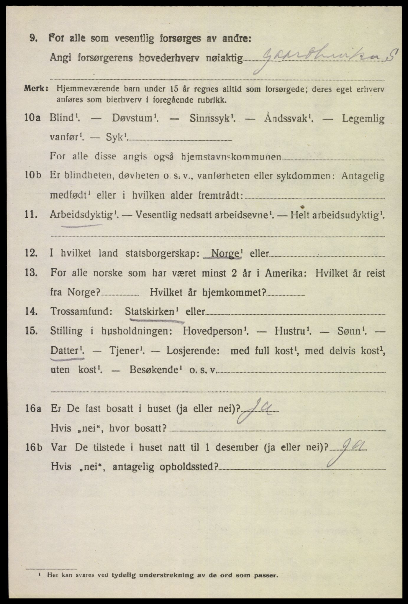 SAK, 1920 census for Herad, 1920, p. 461