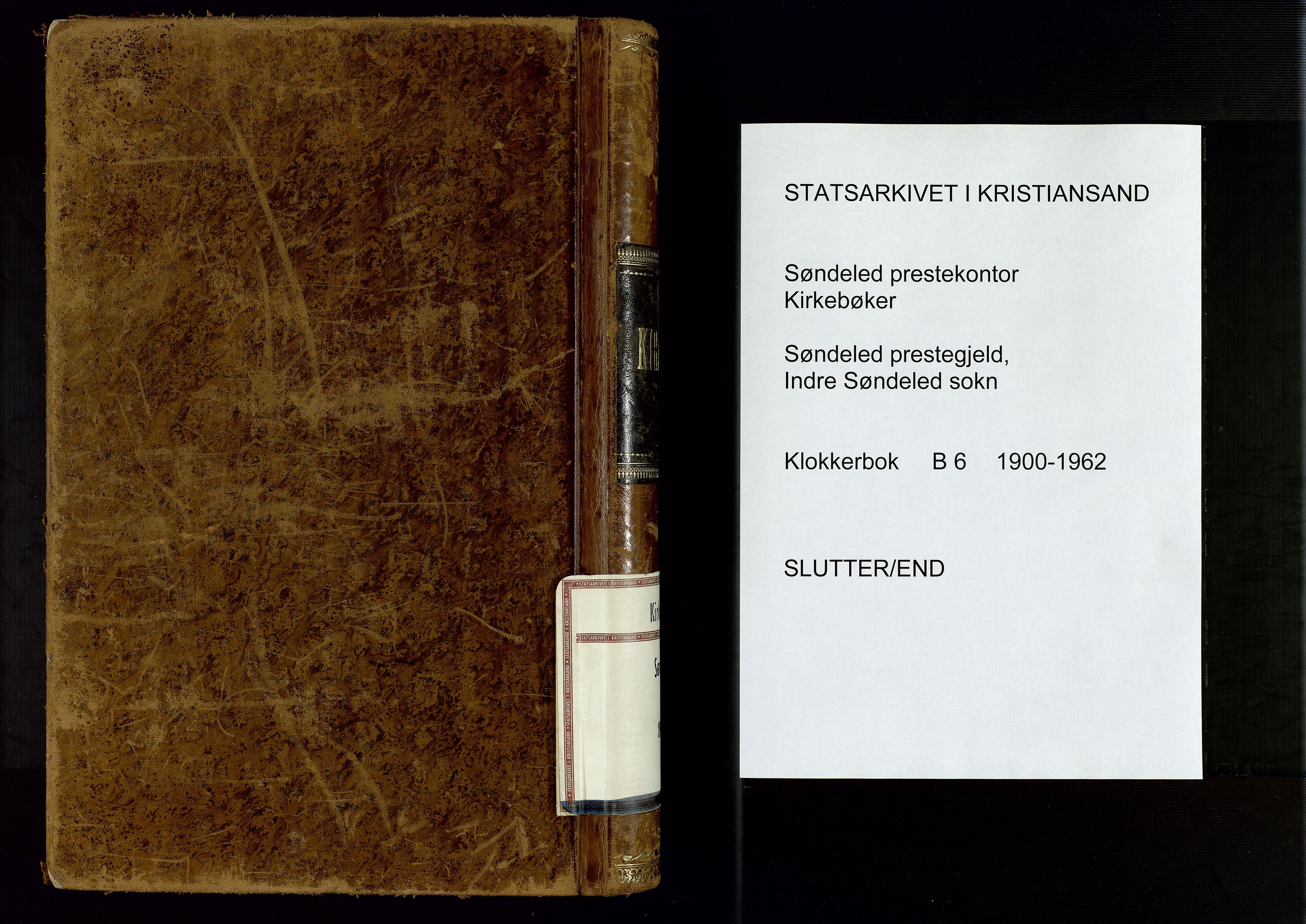 Søndeled sokneprestkontor, SAK/1111-0038/F/Fb/L0005: Parish register (copy) no. B 6, 1900-1962