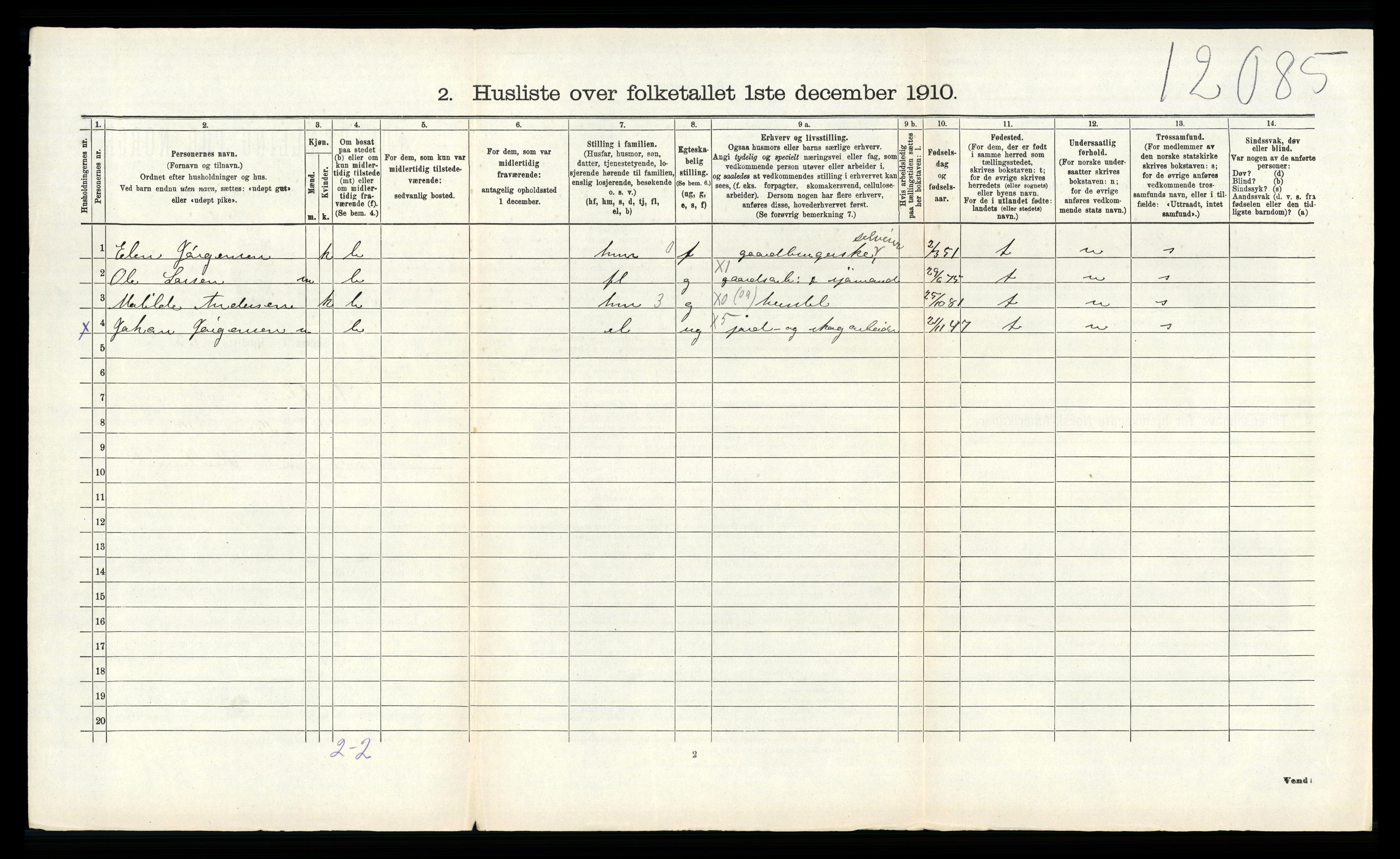 RA, 1910 census for Andebu, 1910, p. 176