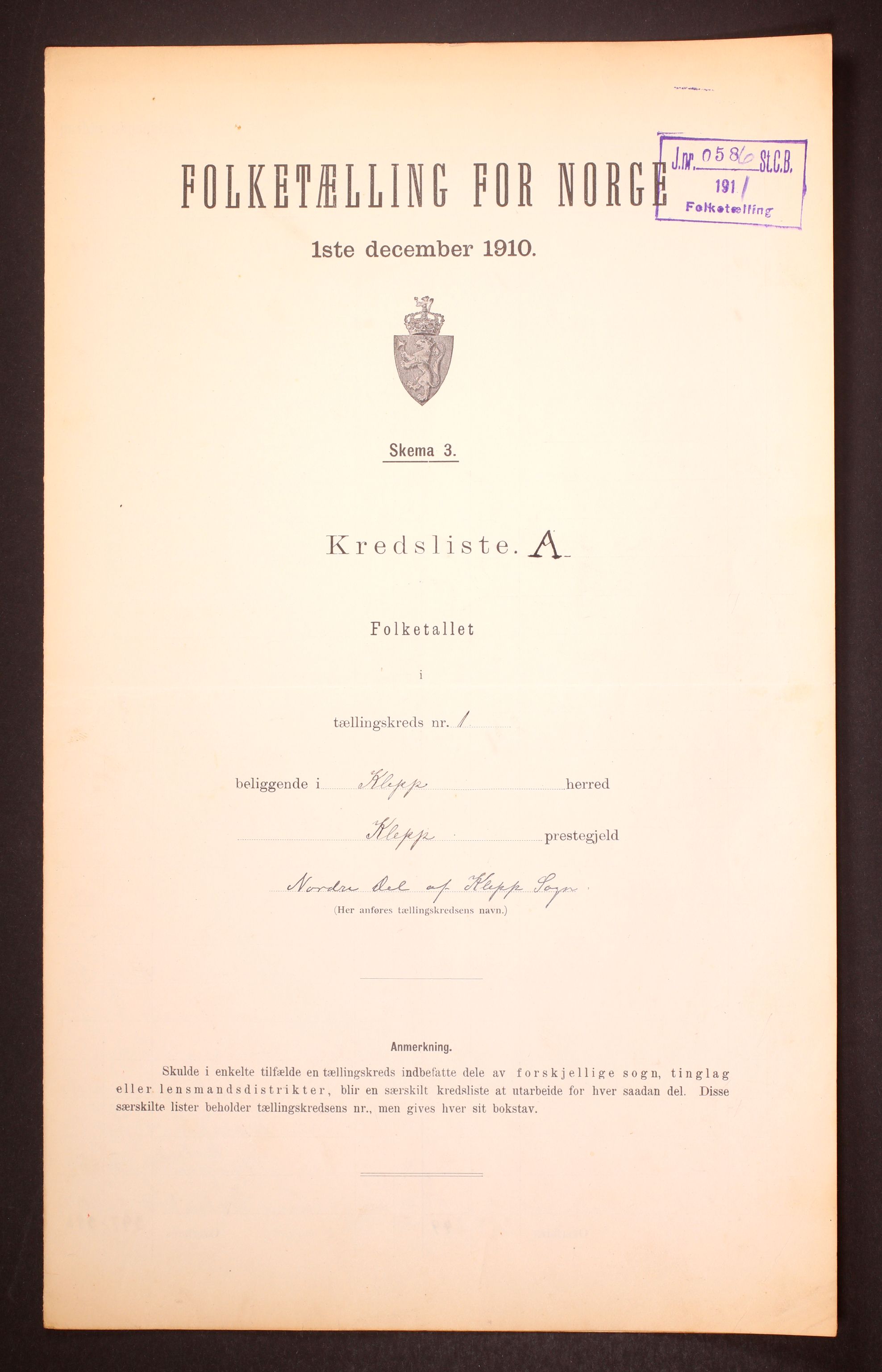 RA, 1910 census for Klepp, 1910, p. 4
