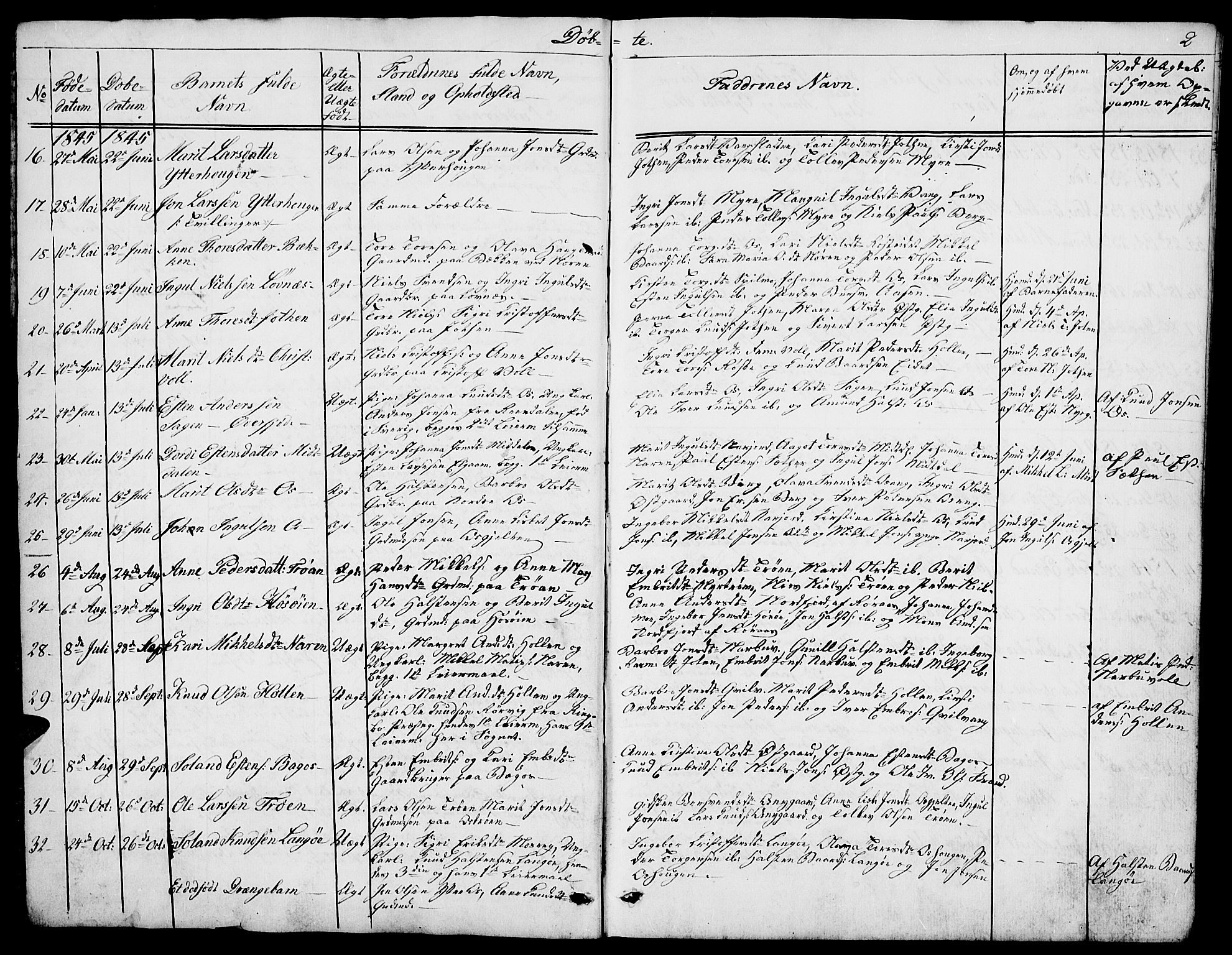 Tolga prestekontor, AV/SAH-PREST-062/L/L0004: Parish register (copy) no. 4, 1845-1887, p. 2