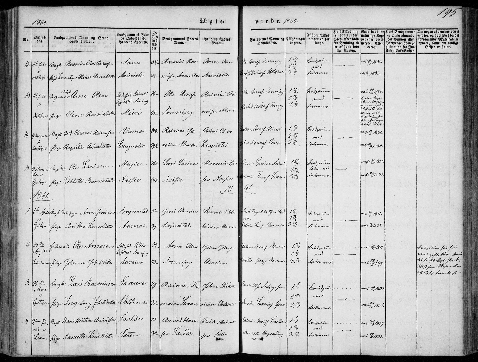 Stryn Sokneprestembete, SAB/A-82501: Parish register (official) no. A 2, 1844-1861, p. 195