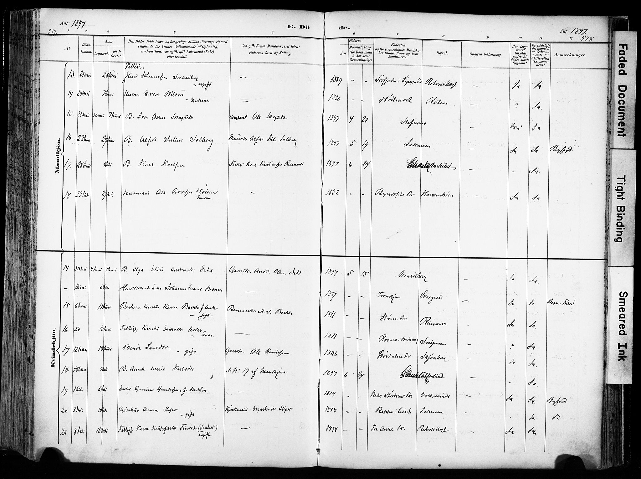 Ministerialprotokoller, klokkerbøker og fødselsregistre - Sør-Trøndelag, AV/SAT-A-1456/606/L0301: Parish register (official) no. 606A16, 1894-1907, p. 547-548