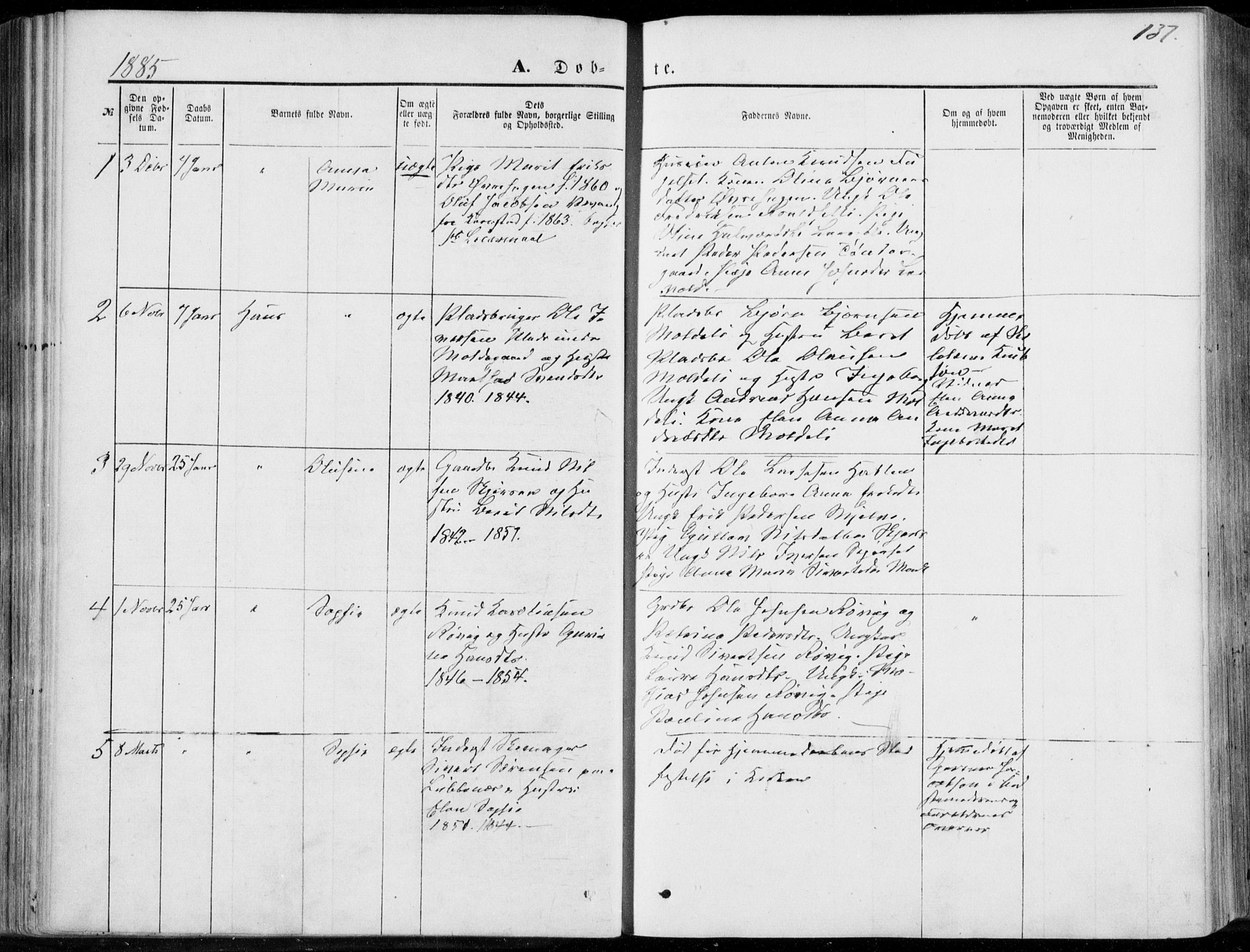 Ministerialprotokoller, klokkerbøker og fødselsregistre - Møre og Romsdal, SAT/A-1454/555/L0655: Parish register (official) no. 555A05, 1869-1886, p. 137