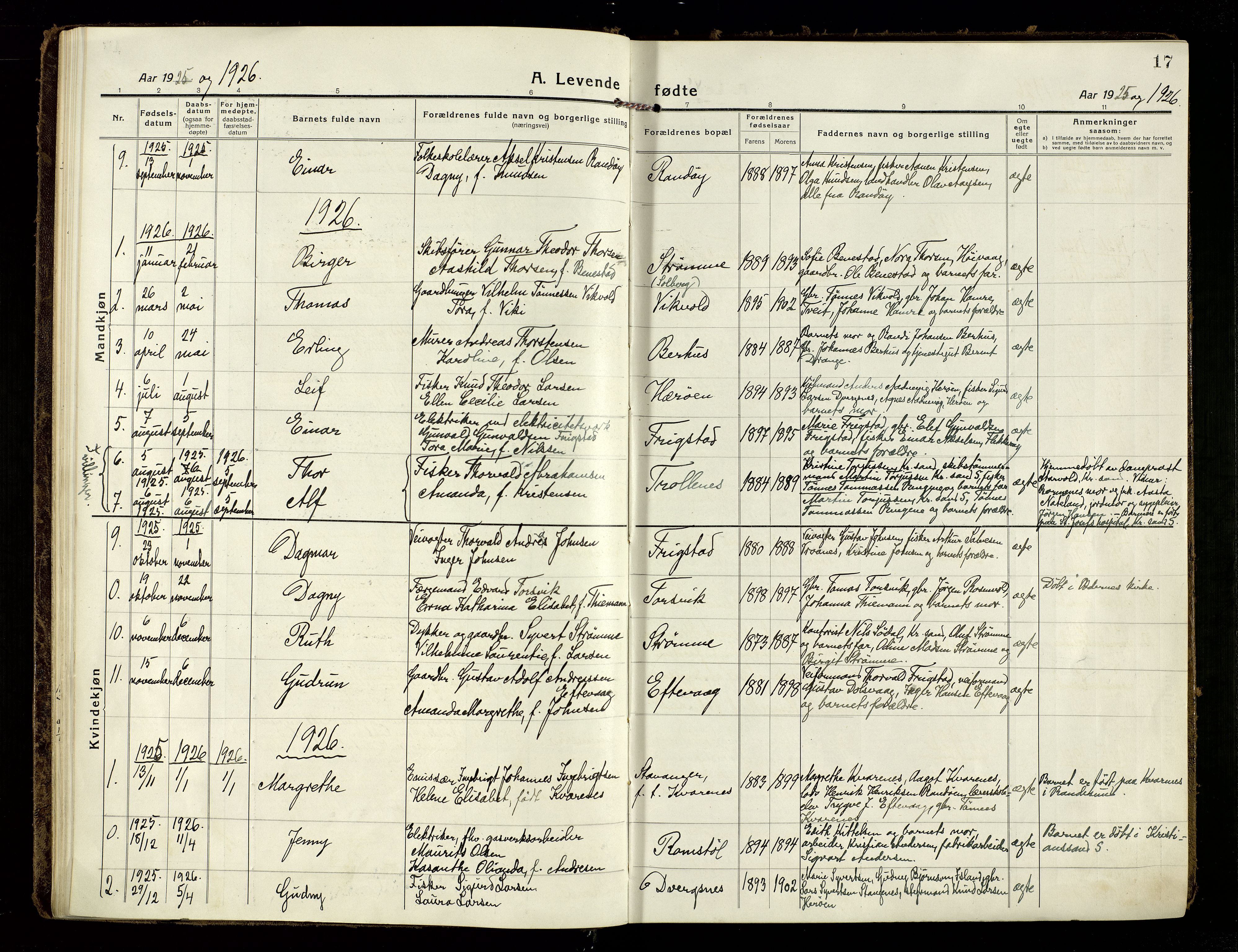 Oddernes sokneprestkontor, SAK/1111-0033/F/Fa/Fab/L0004: Parish register (official) no. A 4, 1916-1935, p. 17