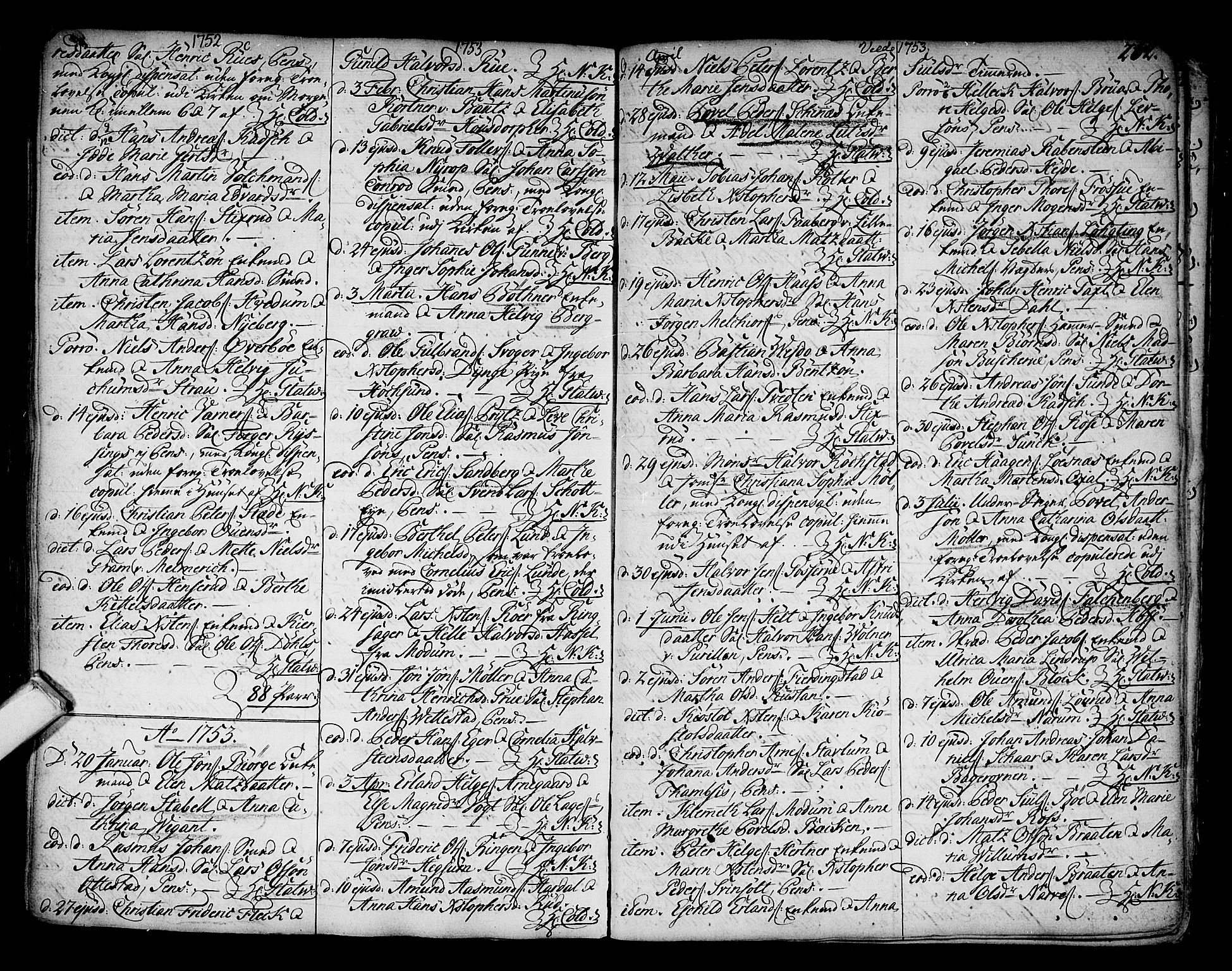 Kongsberg kirkebøker, AV/SAKO-A-22/F/Fa/L0003: Parish register (official) no. I 3, 1744-1755, p. 262