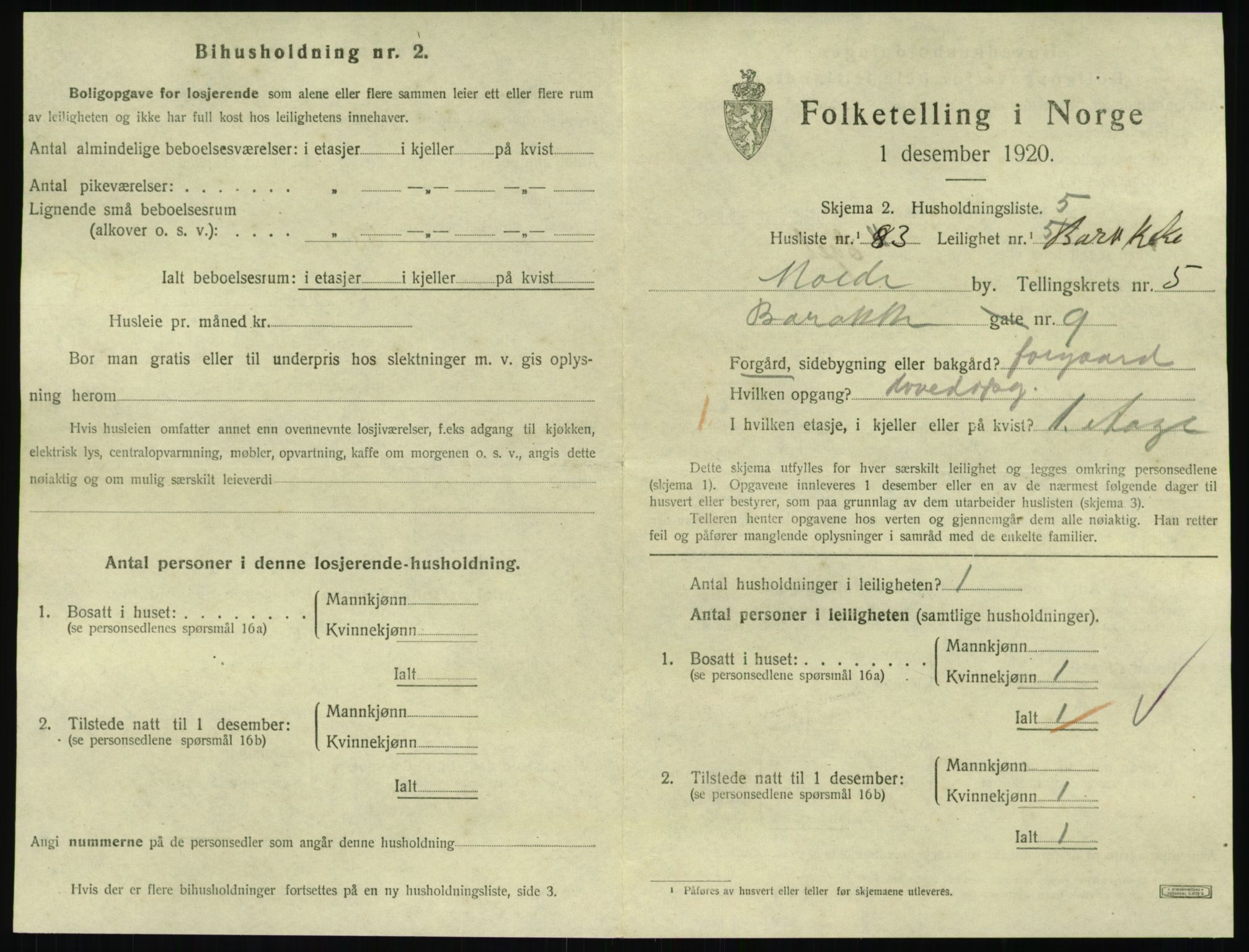 SAT, 1920 census for Molde, 1920, p. 2099