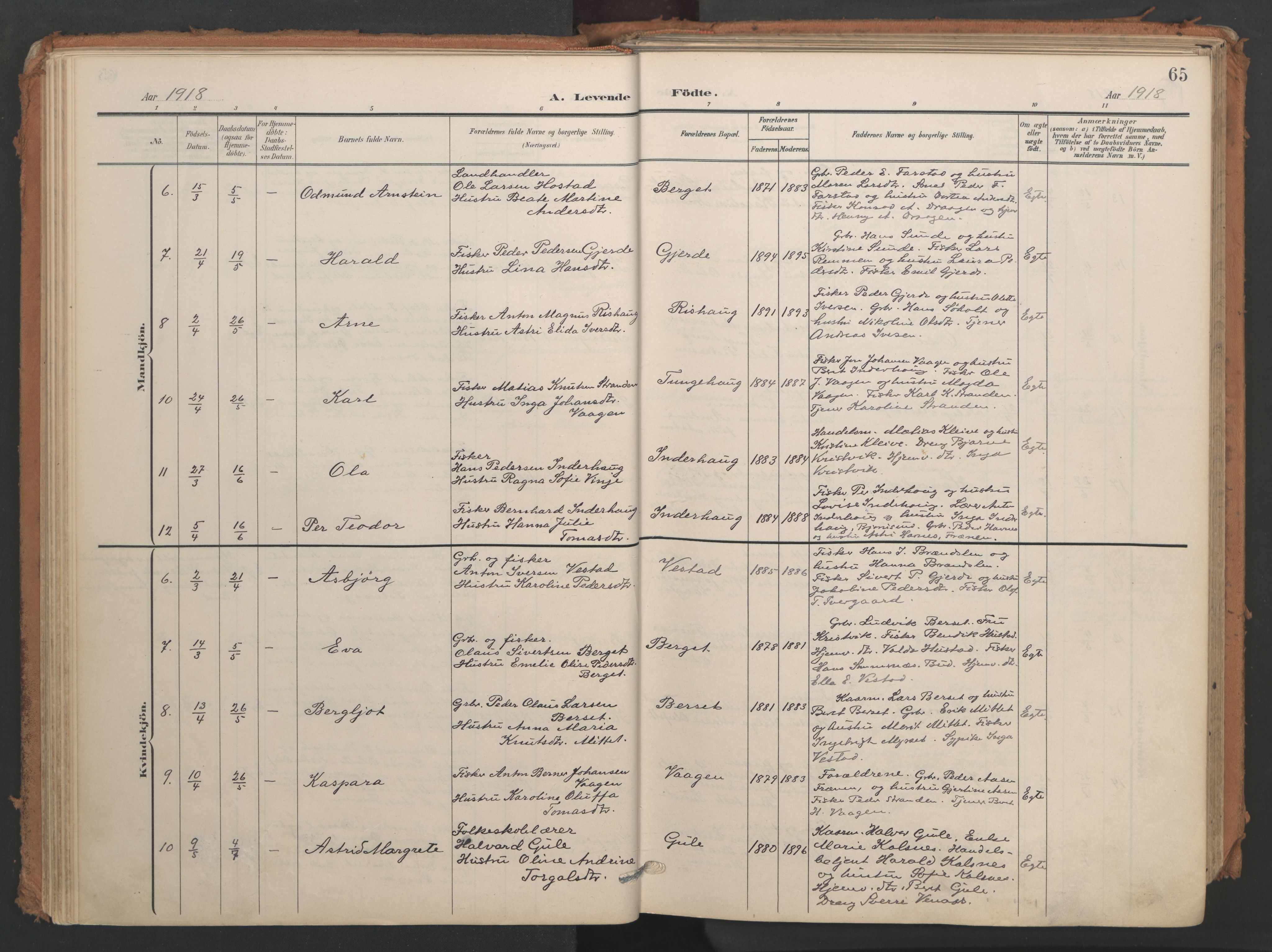 Ministerialprotokoller, klokkerbøker og fødselsregistre - Møre og Romsdal, AV/SAT-A-1454/566/L0771: Parish register (official) no. 566A10, 1904-1929, p. 65