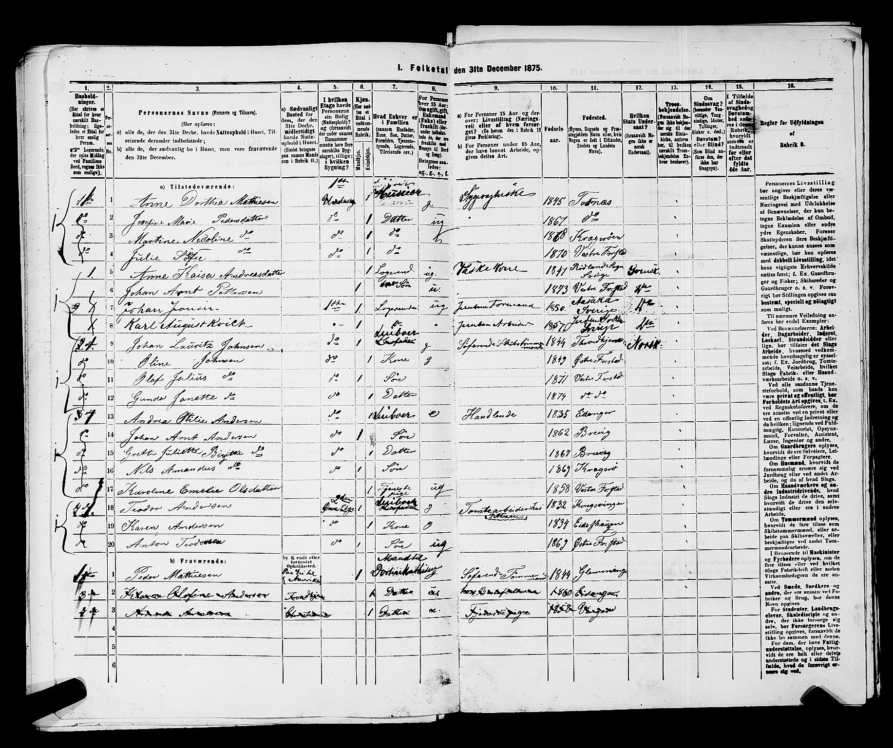 RA, 1875 census for 0103B Fredrikstad/Fredrikstad, 1875, p. 1676