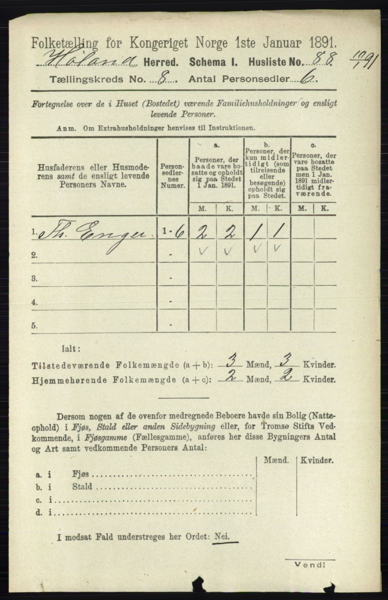 RA, 1891 census for 0221 Høland, 1891, p. 5538