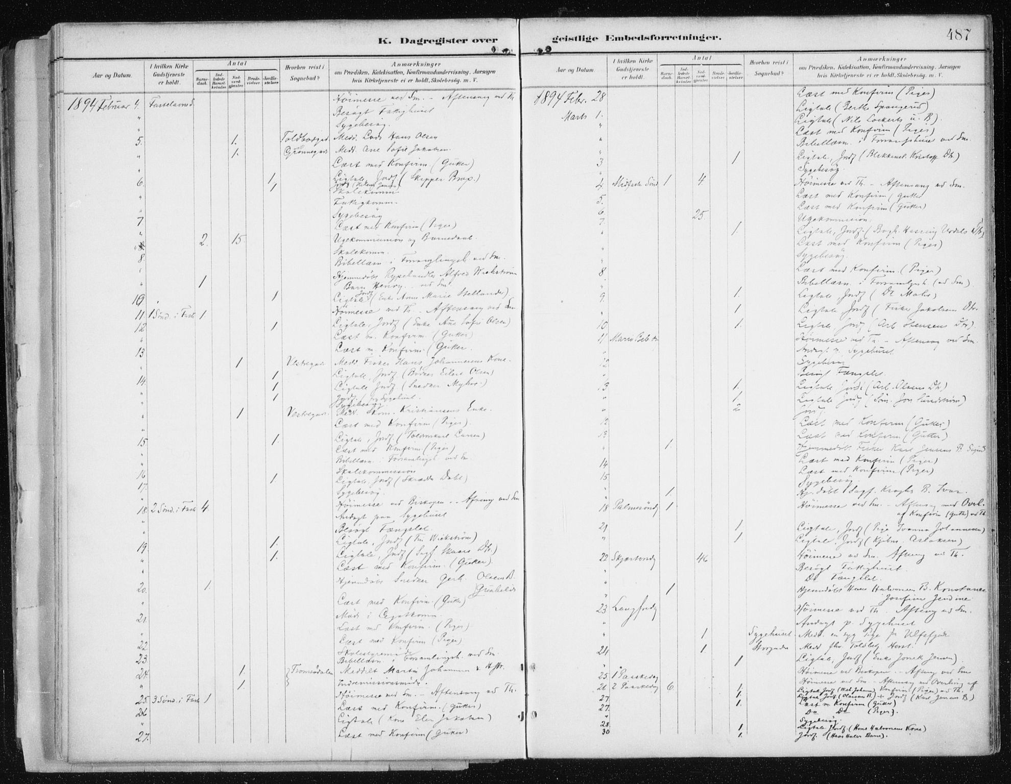 Tromsø sokneprestkontor/stiftsprosti/domprosti, AV/SATØ-S-1343/G/Ga/L0015kirke: Parish register (official) no. 15, 1889-1899, p. 487