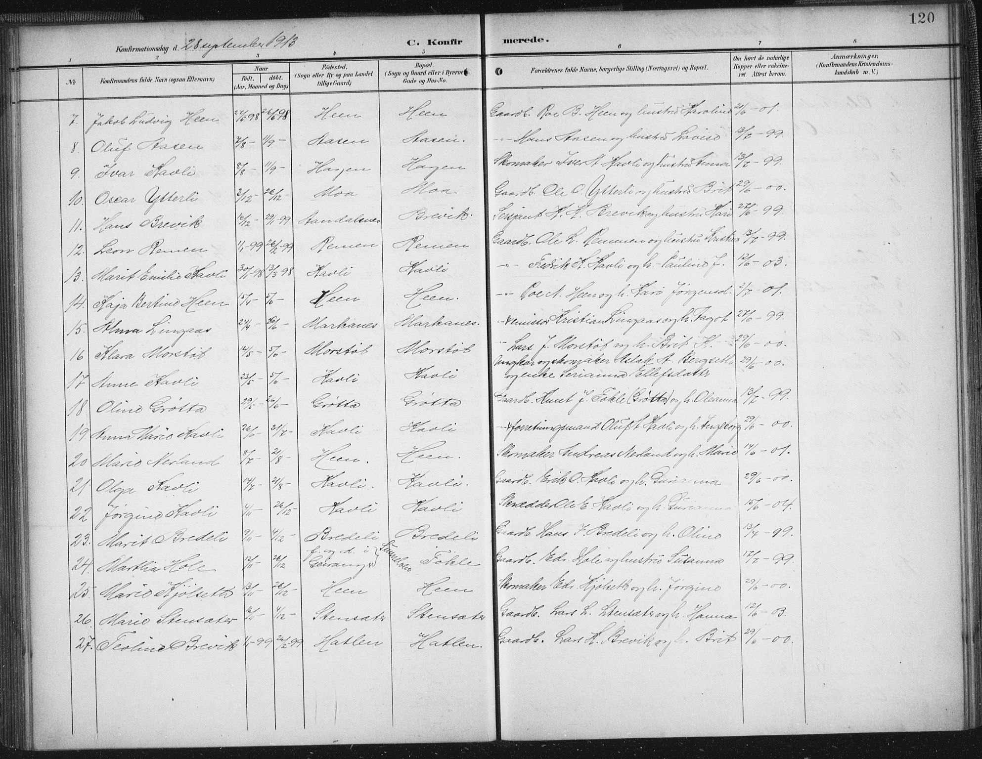 Ministerialprotokoller, klokkerbøker og fødselsregistre - Møre og Romsdal, SAT/A-1454/545/L0589: Parish register (copy) no. 545C03, 1902-1937, p. 120