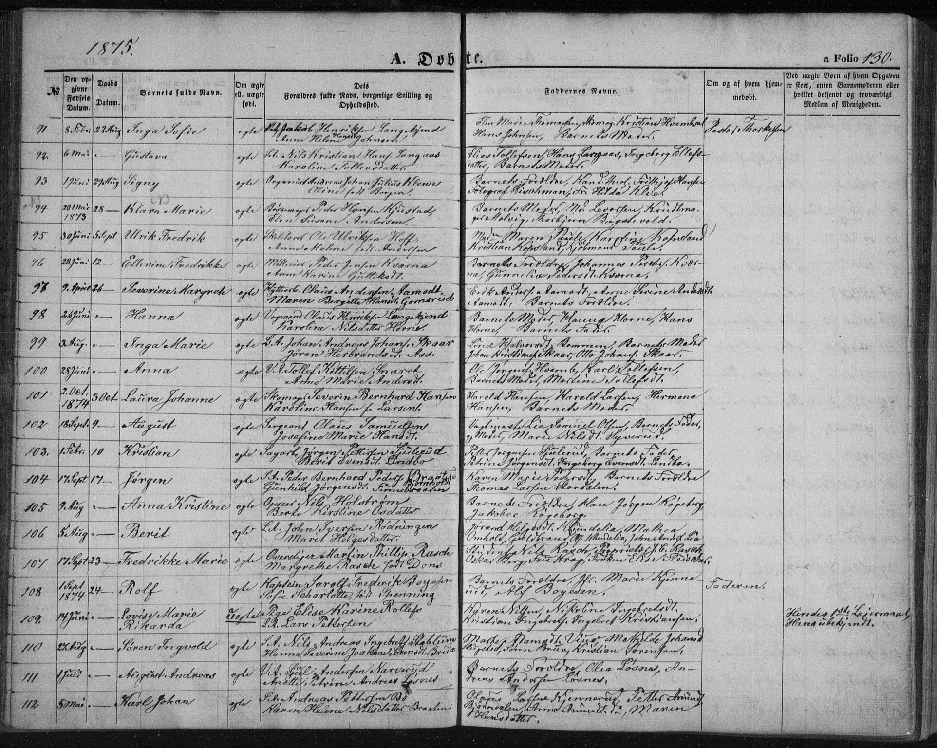 Kongsberg kirkebøker, SAKO/A-22/F/Fa/L0010: Parish register (official) no. I 10, 1859-1875, p. 130