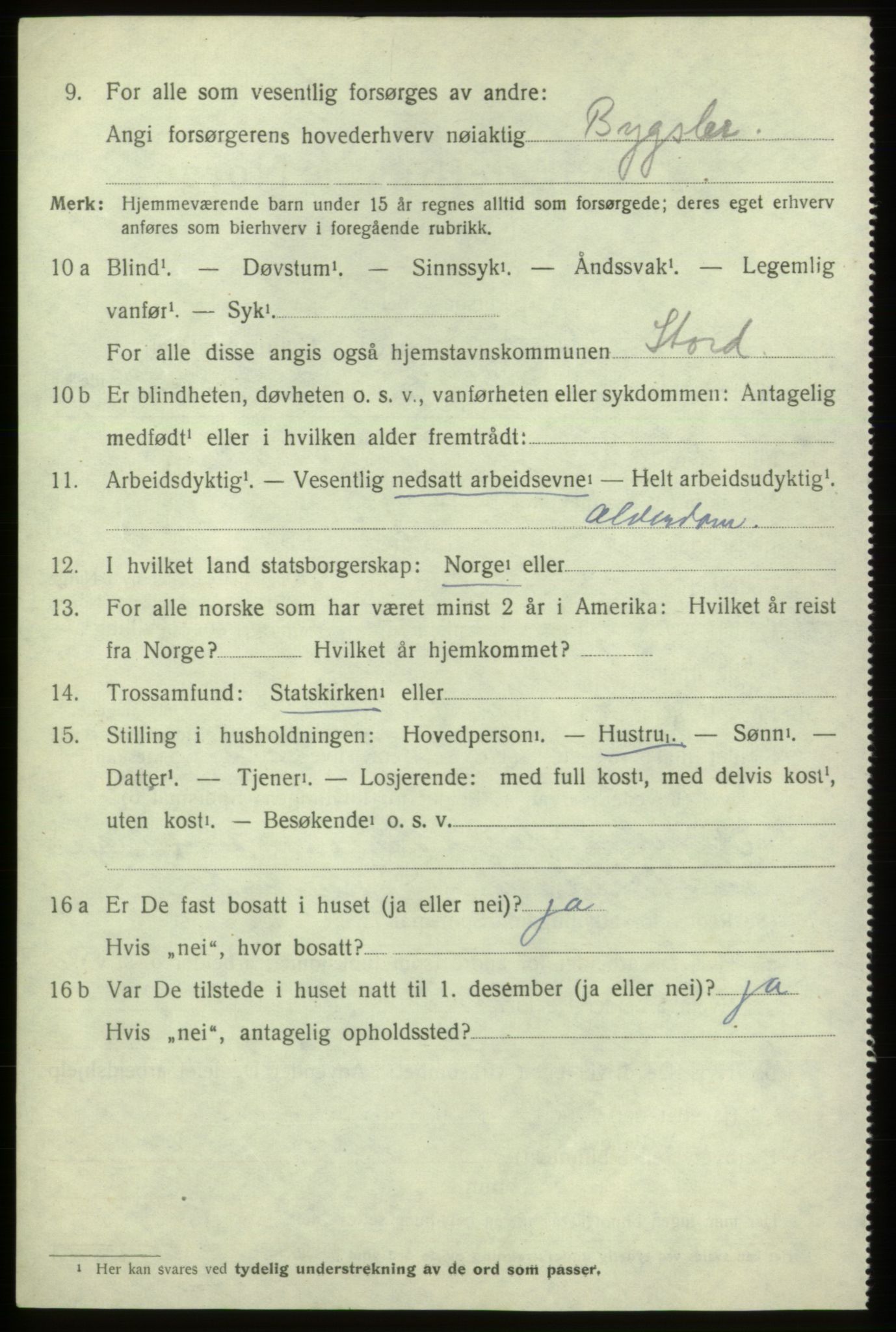 SAB, 1920 census for Stord, 1920, p. 2356