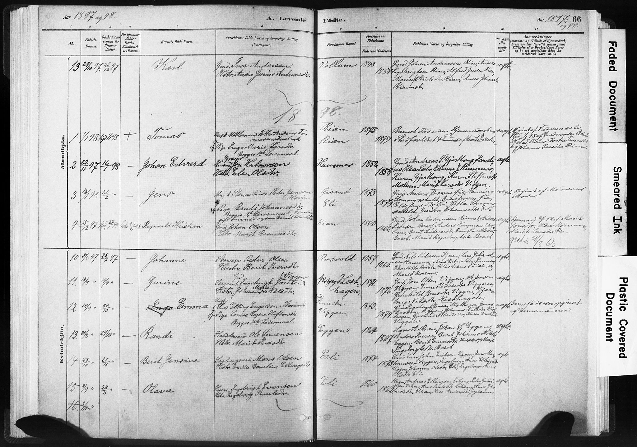Ministerialprotokoller, klokkerbøker og fødselsregistre - Sør-Trøndelag, SAT/A-1456/665/L0773: Parish register (official) no. 665A08, 1879-1905, p. 66