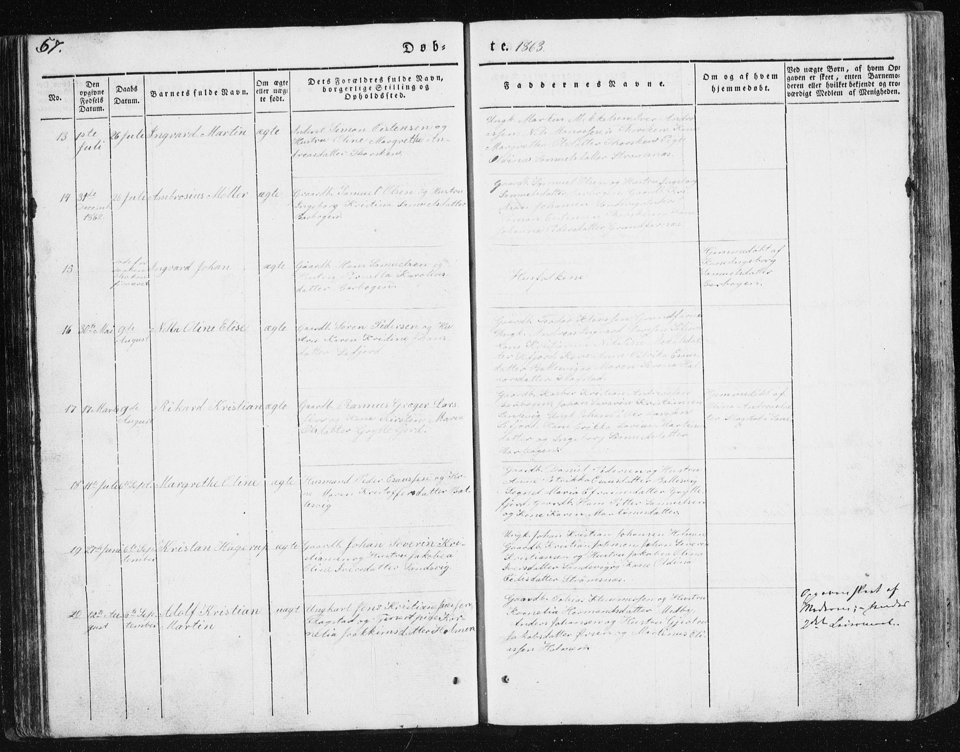 Berg sokneprestkontor, AV/SATØ-S-1318/G/Ga/Gab/L0011klokker: Parish register (copy) no. 11, 1833-1878, p. 57