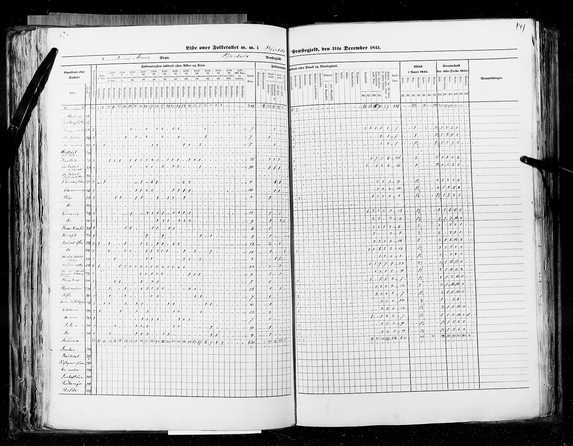 RA, Census 1845, vol. 5: Bratsberg amt og Nedenes og Råbyggelaget amt, 1845, p. 149