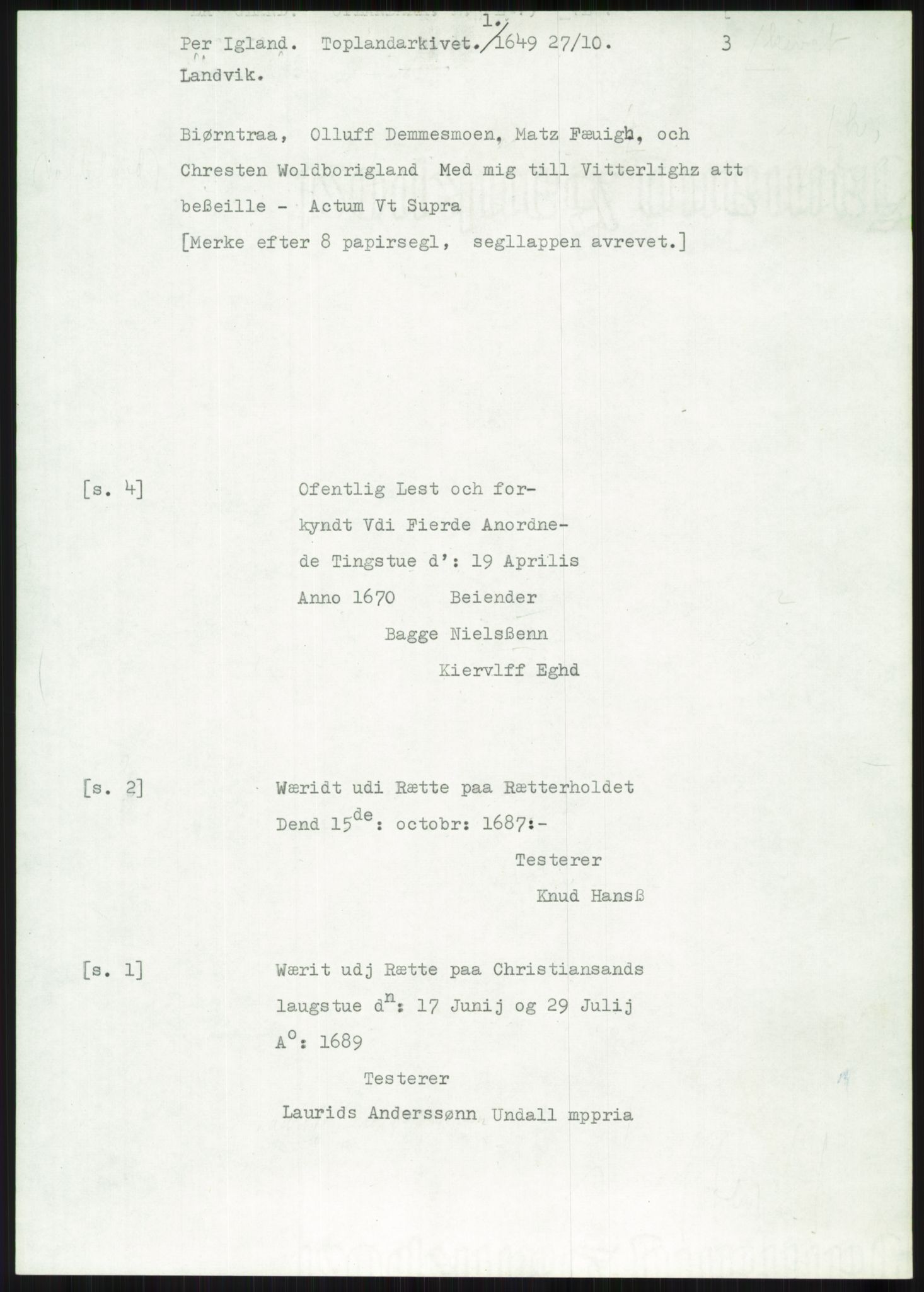 Samlinger til kildeutgivelse, Diplomavskriftsamlingen, AV/RA-EA-4053/H/Ha, p. 3354