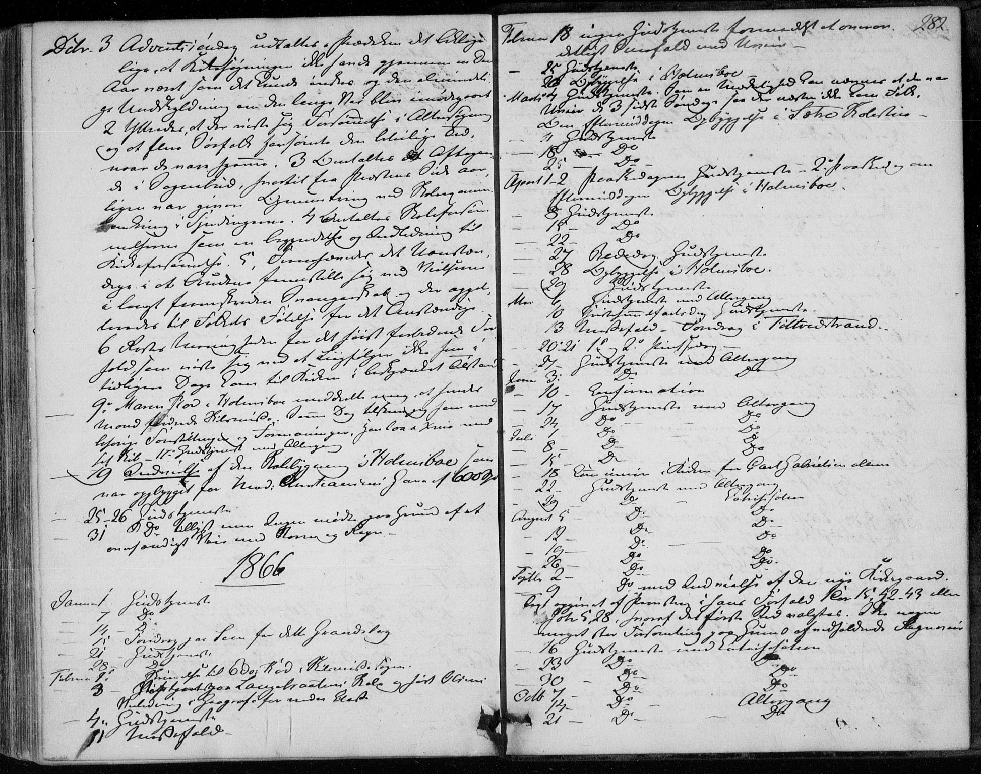 Hurum kirkebøker, SAKO/A-229/F/Fa/L0012: Parish register (official) no. 12, 1861-1875, p. 282