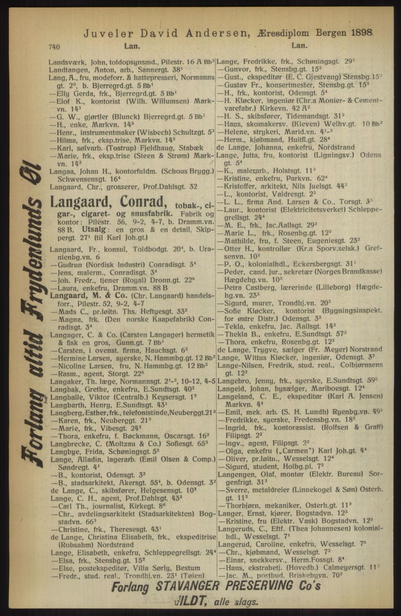 Kristiania/Oslo adressebok, PUBL/-, 1914, p. 740