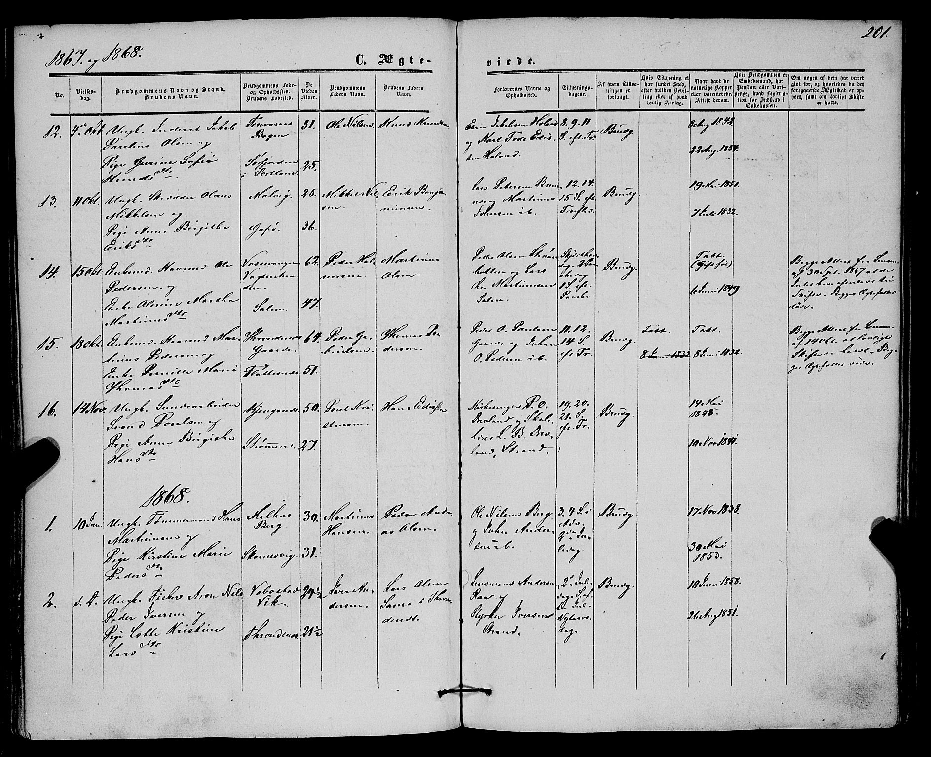 Kvæfjord sokneprestkontor, AV/SATØ-S-1323/G/Ga/Gaa/L0004kirke: Parish register (official) no. 4, 1857-1877, p. 201