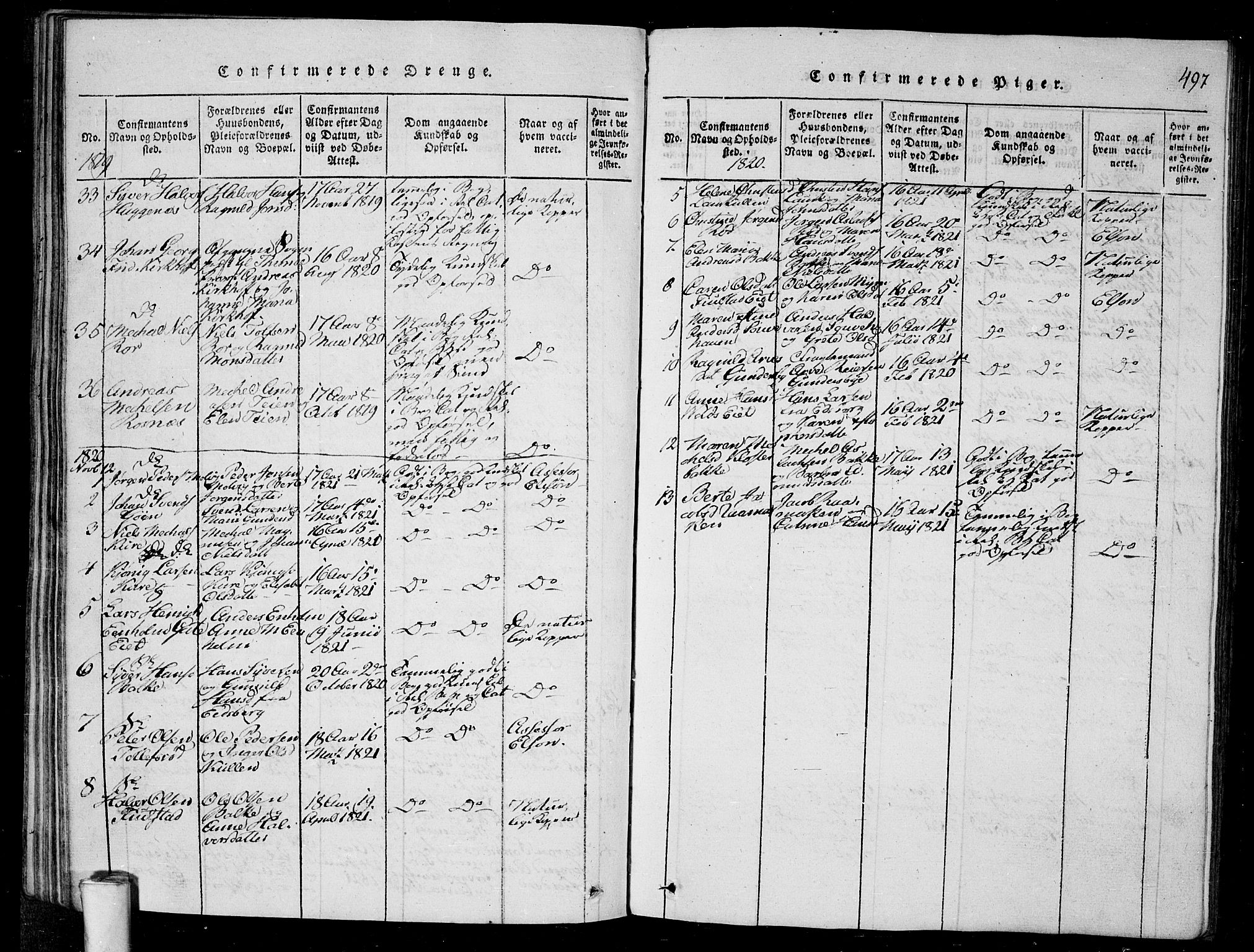 Rygge prestekontor Kirkebøker, AV/SAO-A-10084b/G/Ga/L0001: Parish register (copy) no. 1, 1814-1871, p. 496-497