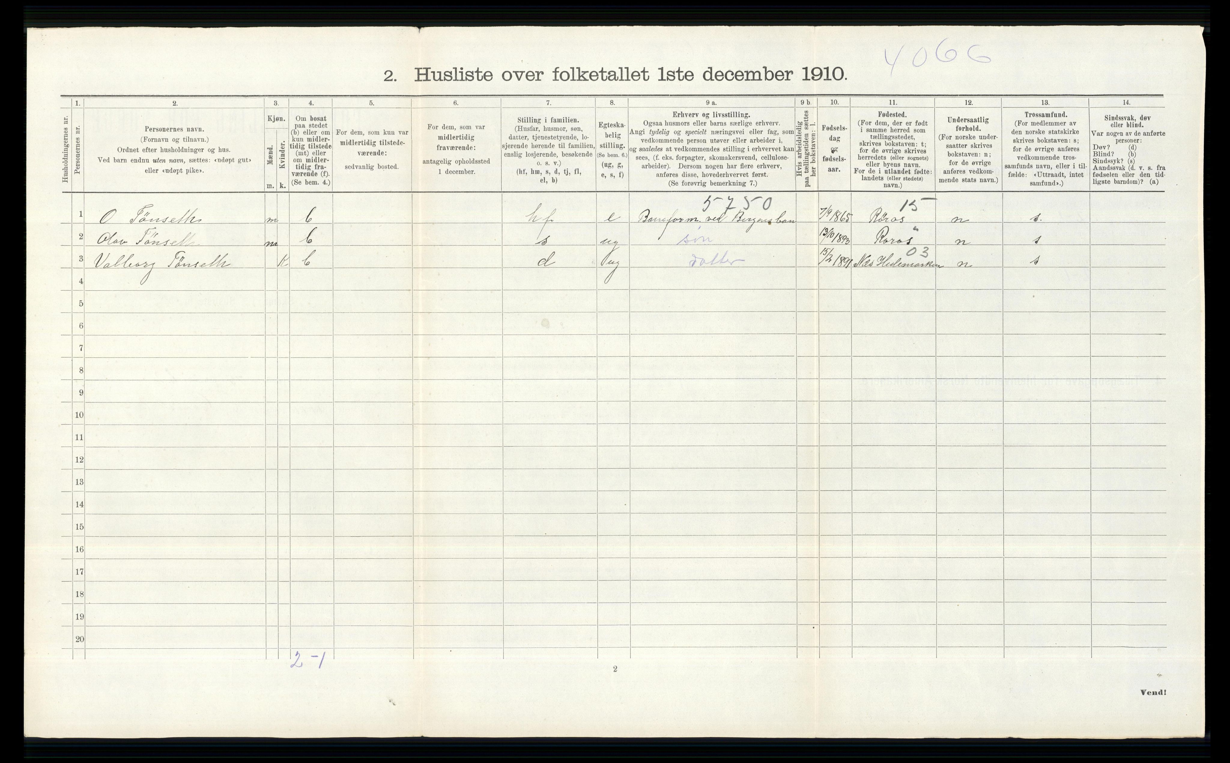 RA, 1910 census for Hol, 1910, p. 696