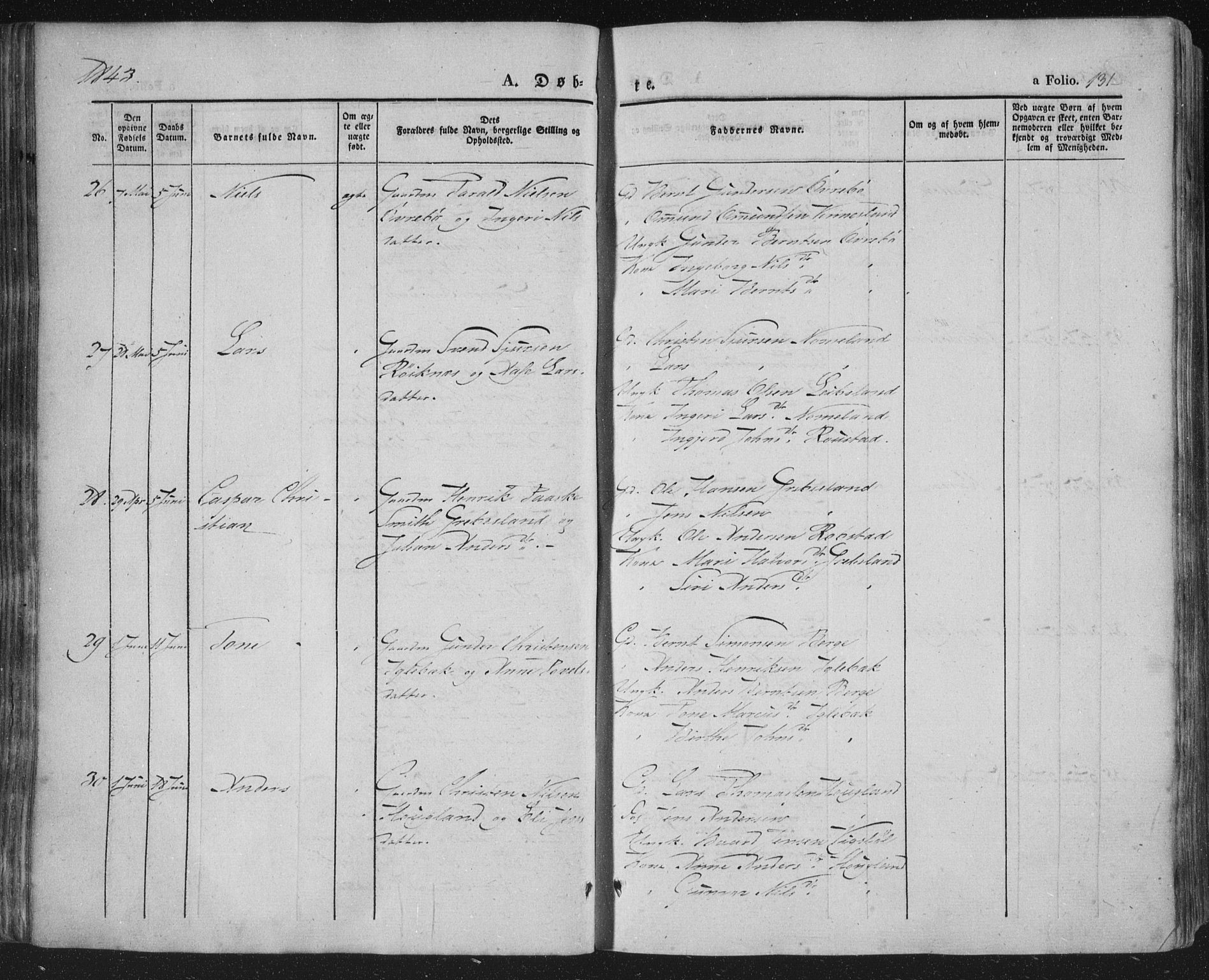 Vennesla sokneprestkontor, SAK/1111-0045/Fa/Fac/L0004: Parish register (official) no. A 4, 1834-1855, p. 131