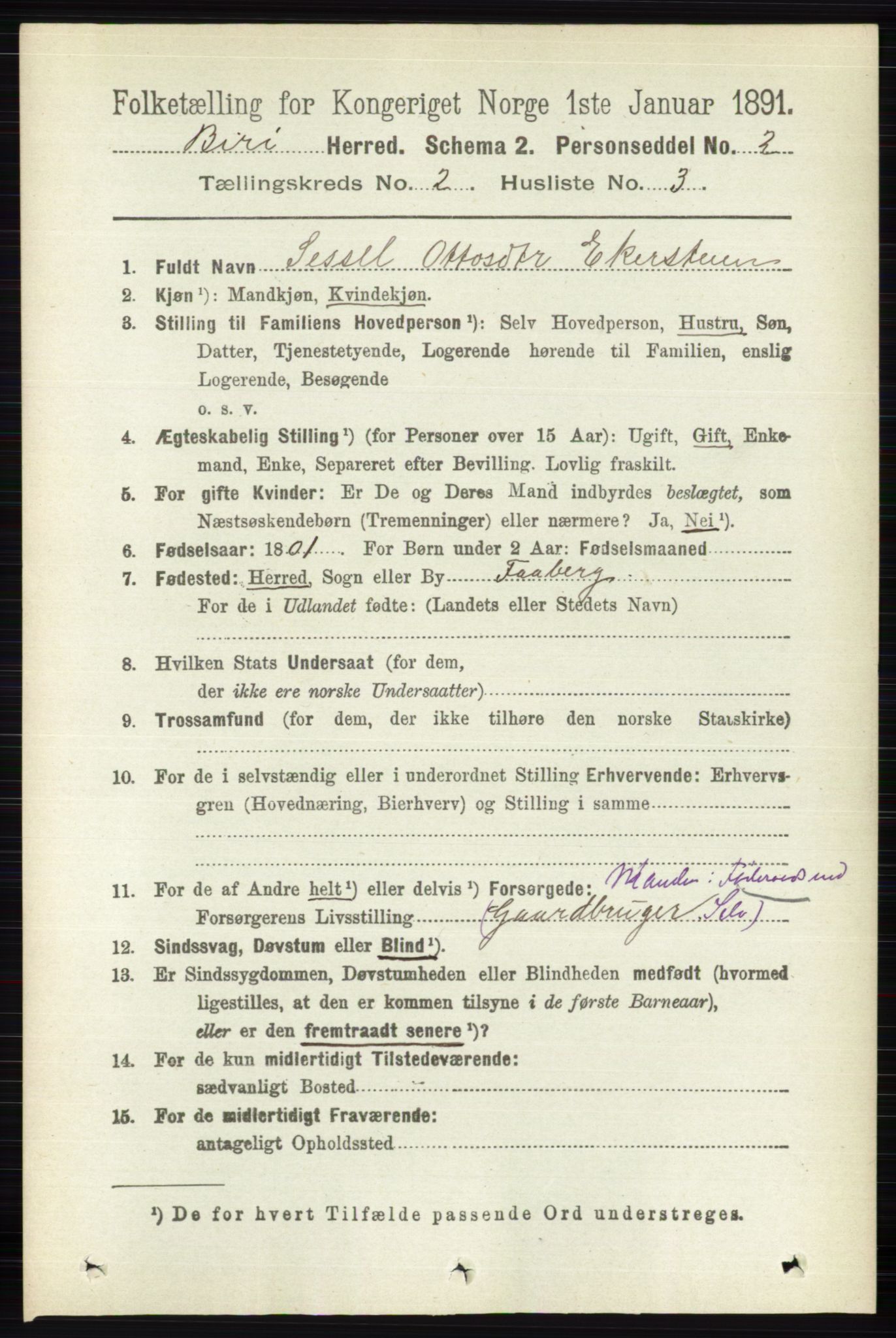 RA, 1891 census for 0525 Biri, 1891, p. 533