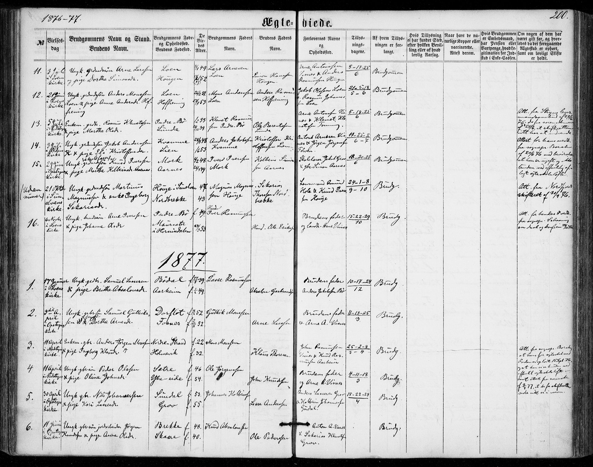 Stryn Sokneprestembete, SAB/A-82501: Parish register (official) no. A 3, 1862-1877, p. 200