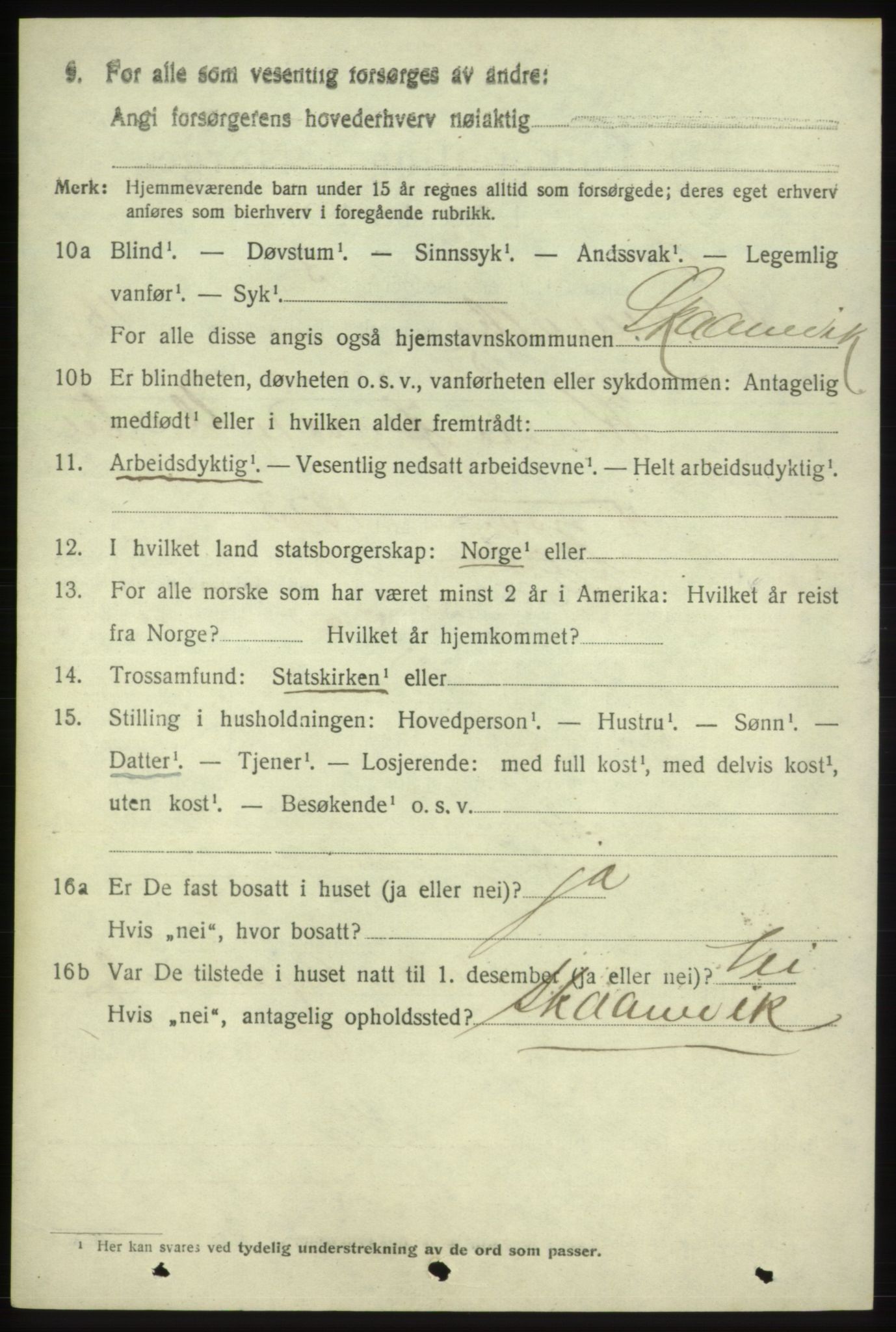 SAB, 1920 census for Skånevik, 1920, p. 6982