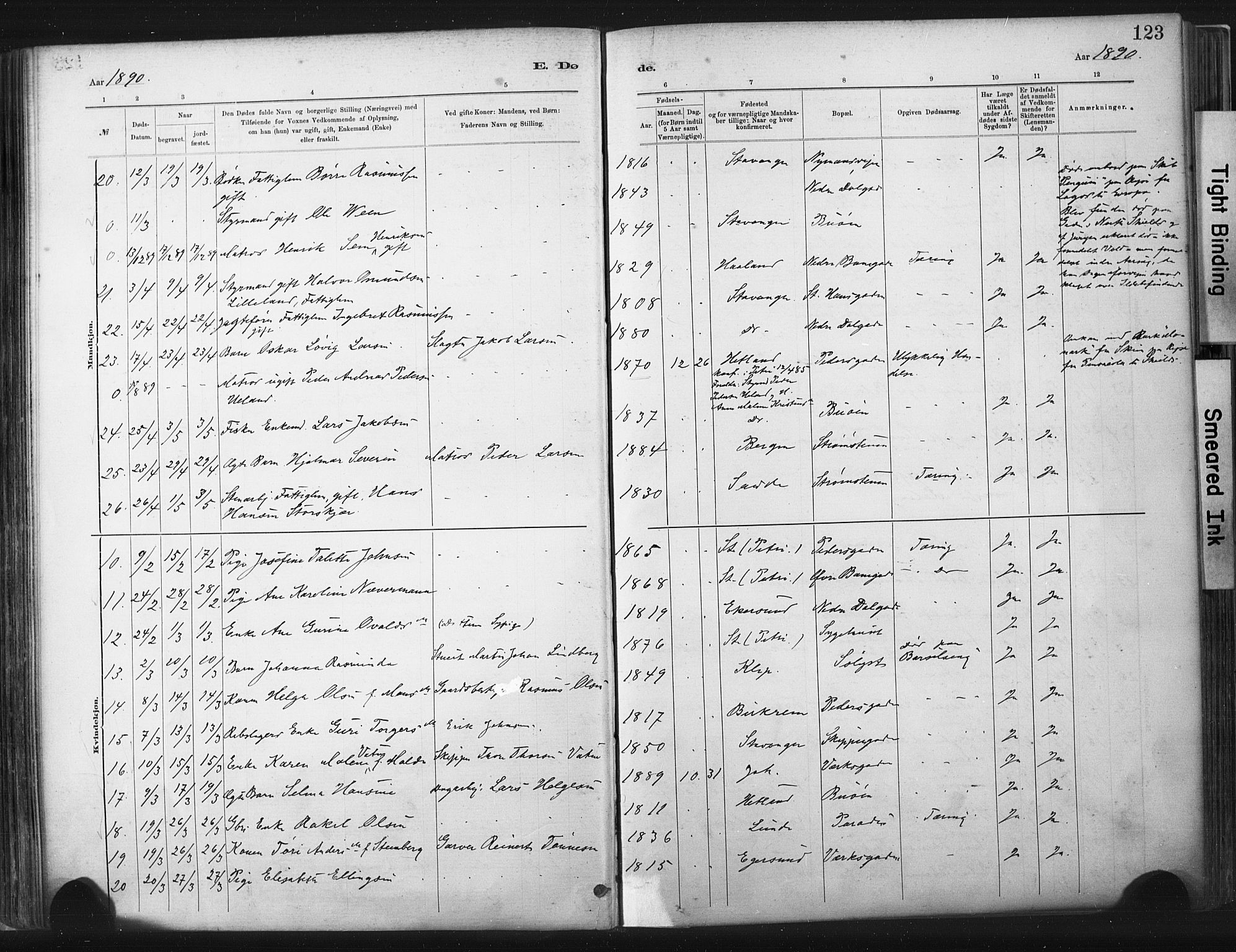 St. Johannes sokneprestkontor, AV/SAST-A-101814/001/30/30BA/L0003: Parish register (official) no. A 3, 1885-1910, p. 123