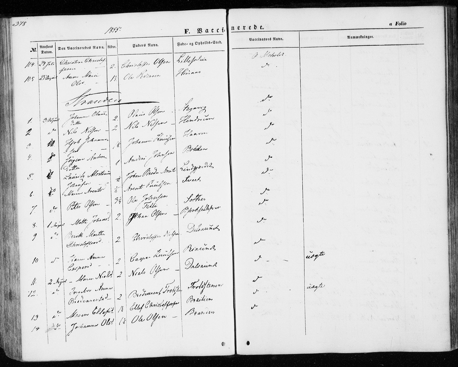 Ministerialprotokoller, klokkerbøker og fødselsregistre - Nord-Trøndelag, SAT/A-1458/701/L0008: Parish register (official) no. 701A08 /1, 1854-1863, p. 378