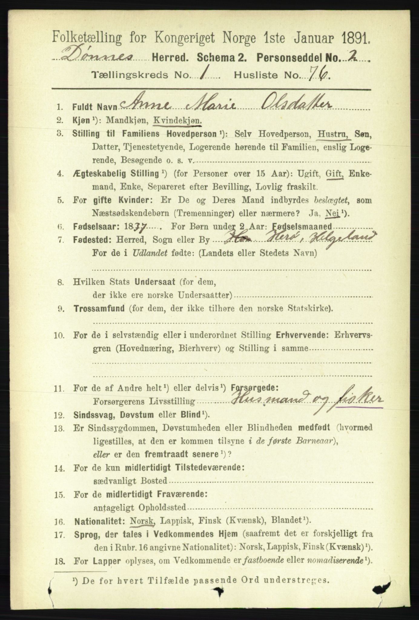 RA, 1891 census for 1827 Dønnes, 1891, p. 621