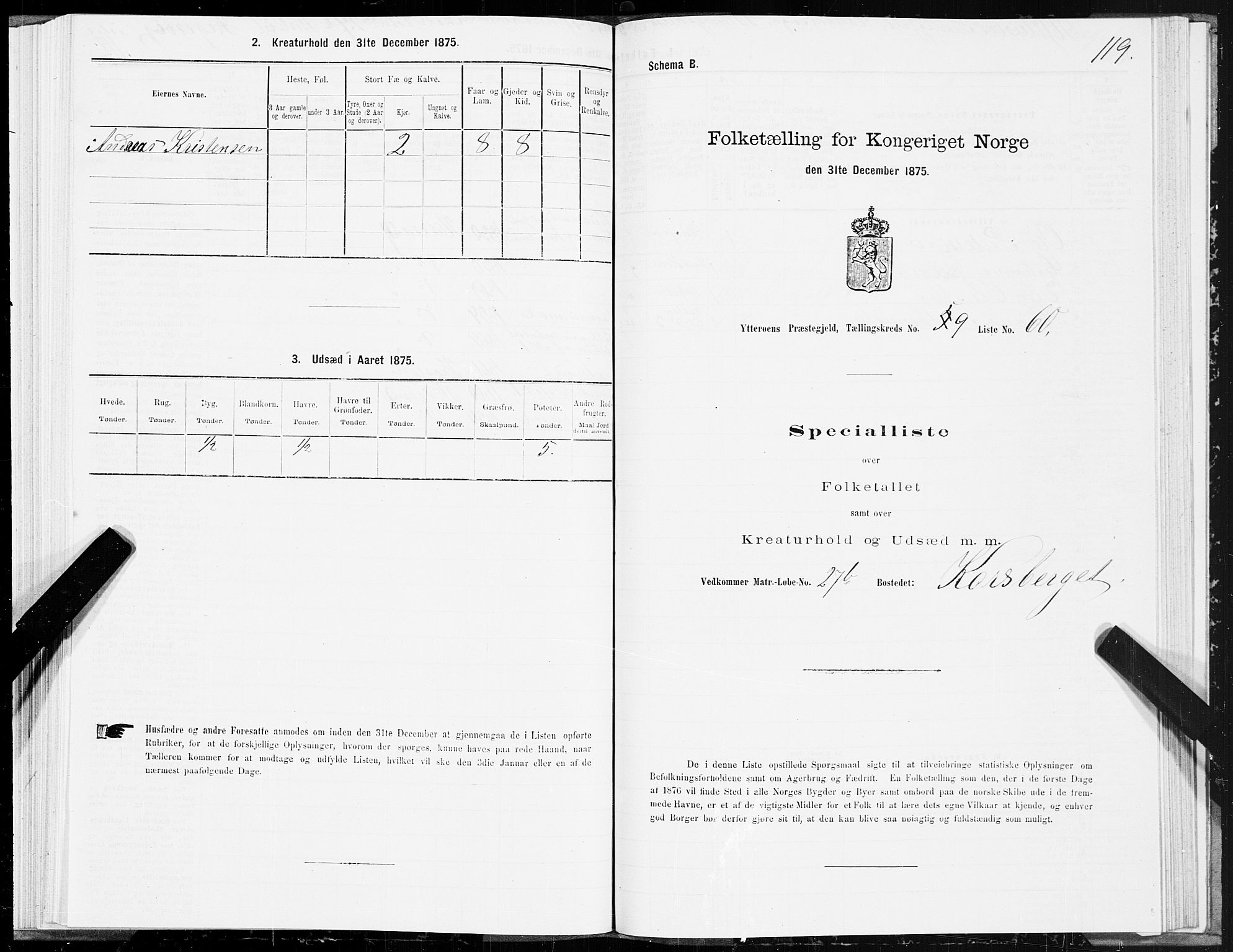 SAT, 1875 census for 1722P Ytterøy, 1875, p. 5119