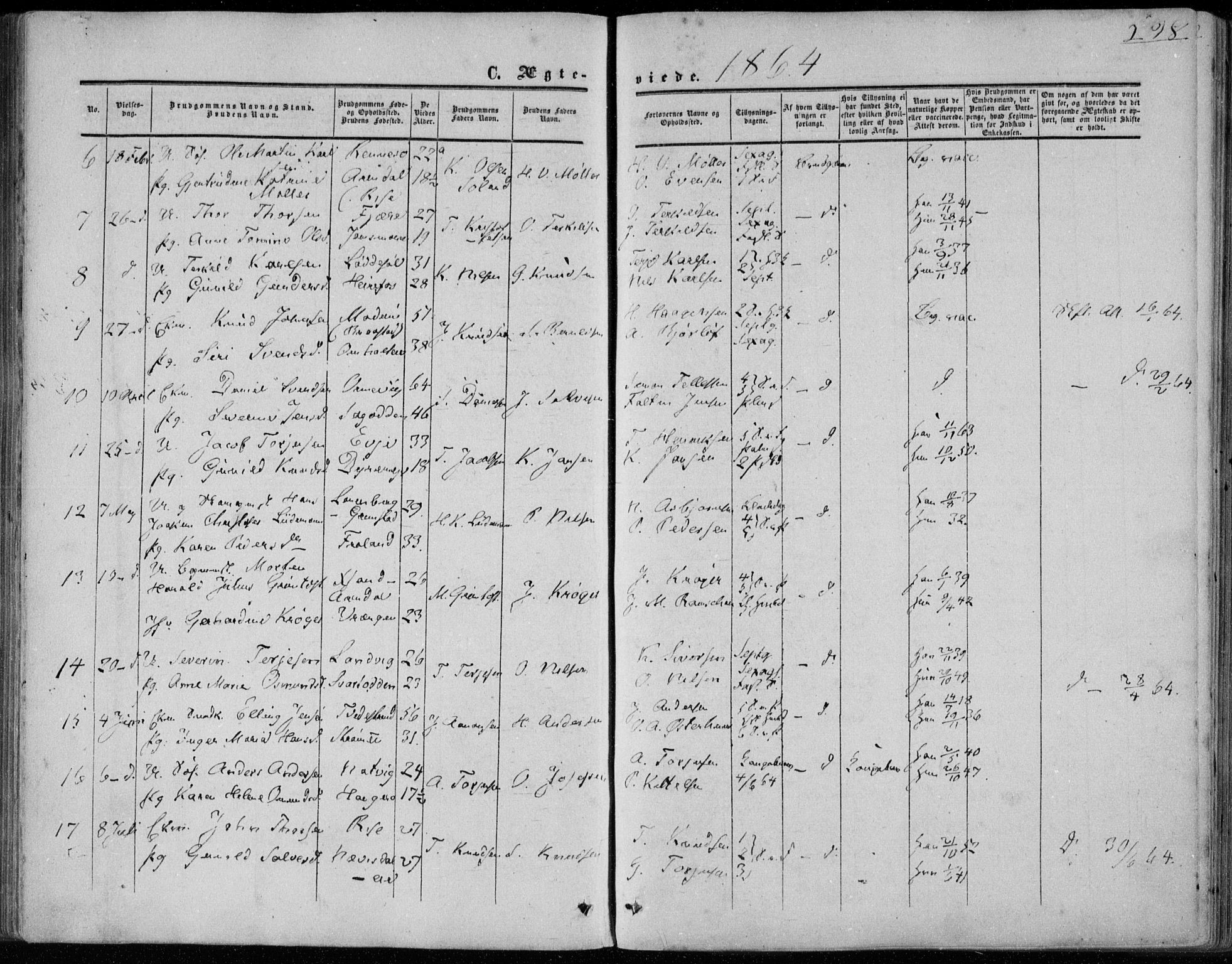 Øyestad sokneprestkontor, AV/SAK-1111-0049/F/Fa/L0015: Parish register (official) no. A 15, 1857-1873, p. 298