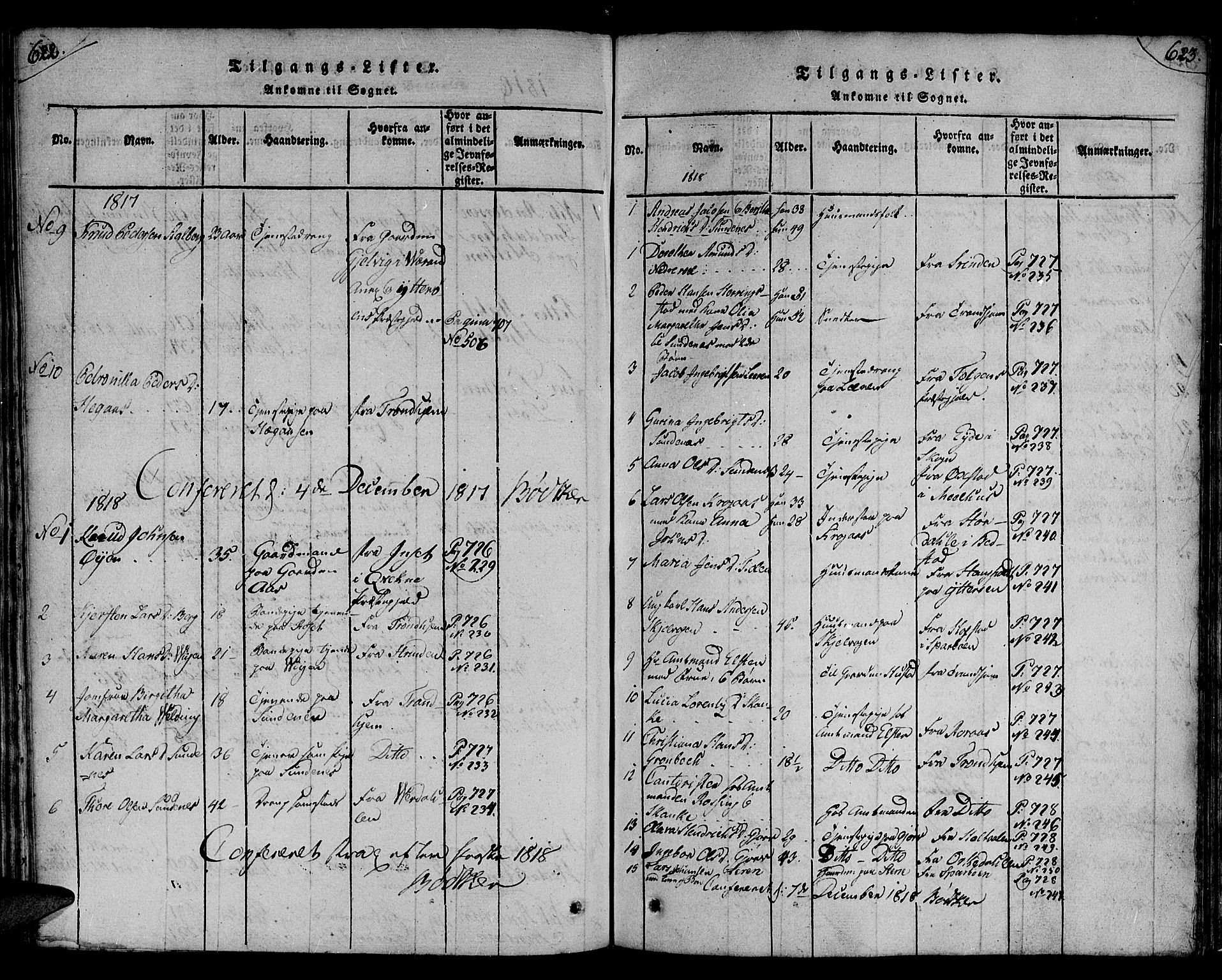 Ministerialprotokoller, klokkerbøker og fødselsregistre - Nord-Trøndelag, SAT/A-1458/730/L0275: Parish register (official) no. 730A04, 1816-1822, p. 622-623