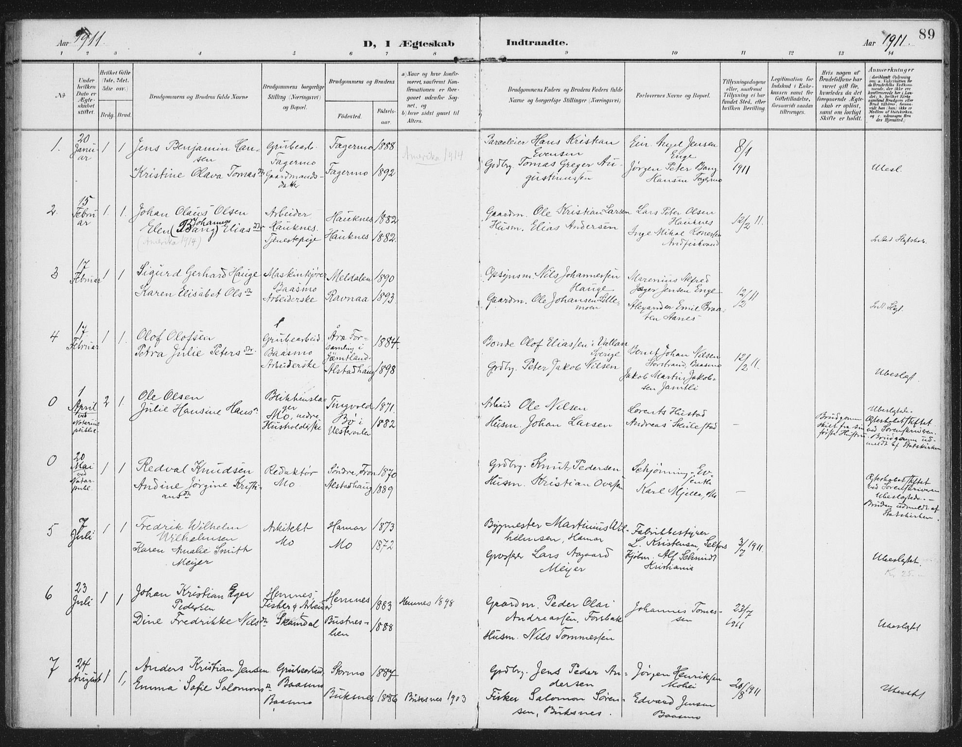 Ministerialprotokoller, klokkerbøker og fødselsregistre - Nordland, SAT/A-1459/827/L0403: Parish register (official) no. 827A15, 1903-1912, p. 89