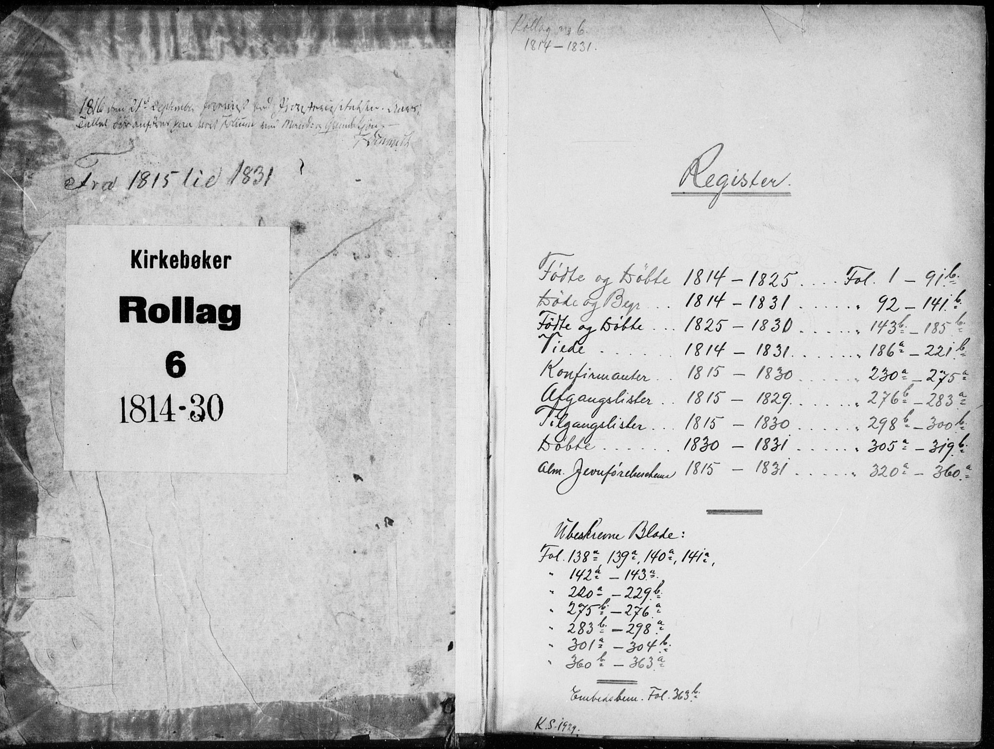 Rollag kirkebøker, AV/SAKO-A-240/G/Ga/L0001: Parish register (copy) no. I 1, 1814-1831