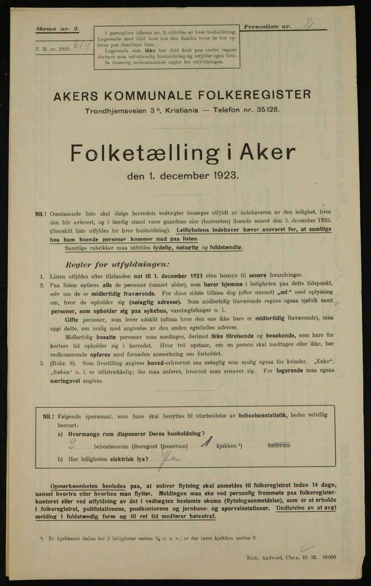 , Municipal Census 1923 for Aker, 1923, p. 40398