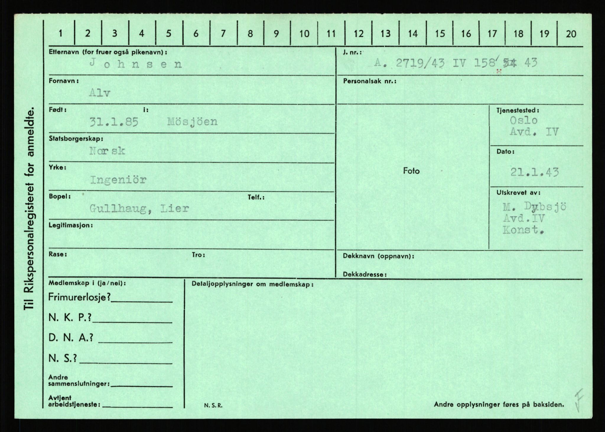 Statspolitiet - Hovedkontoret / Osloavdelingen, AV/RA-S-1329/C/Ca/L0008: Johan(nes)sen - Knoph, 1943-1945, p. 1883