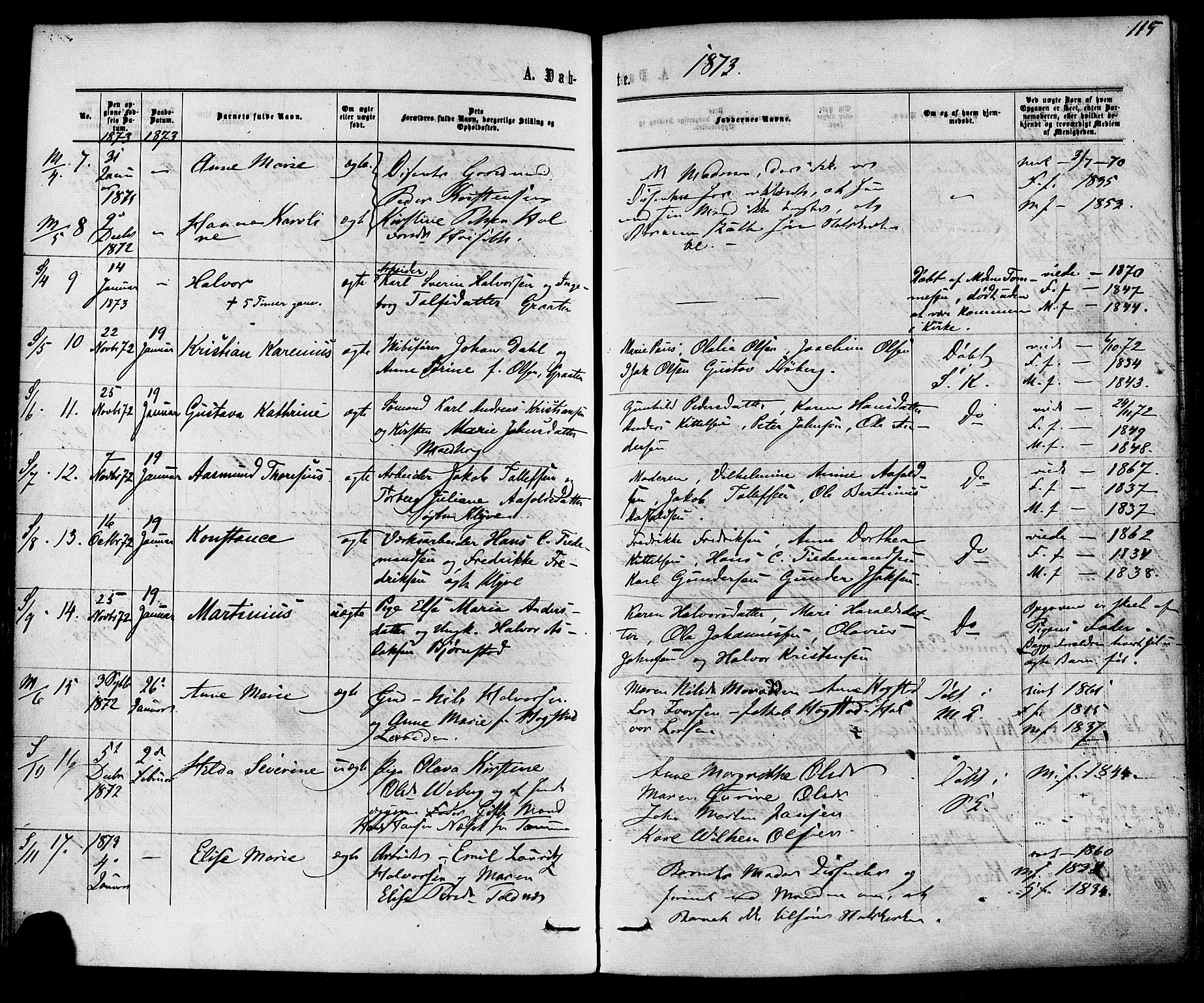 Solum kirkebøker, AV/SAKO-A-306/F/Fa/L0008: Parish register (official) no. I 8, 1865-1876, p. 115